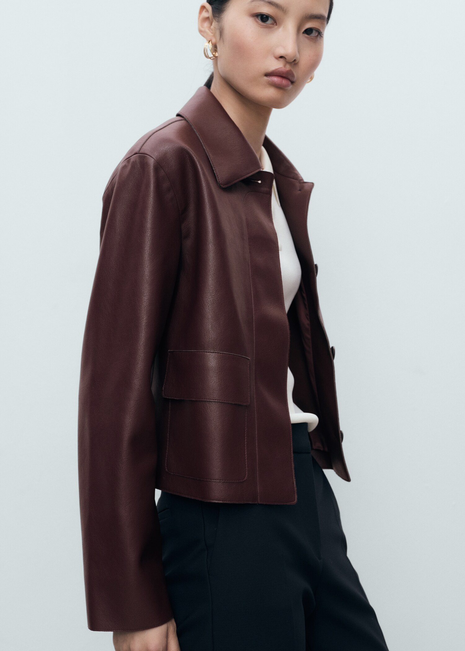 Leather-effect jacket with pockets - Details of the article 2