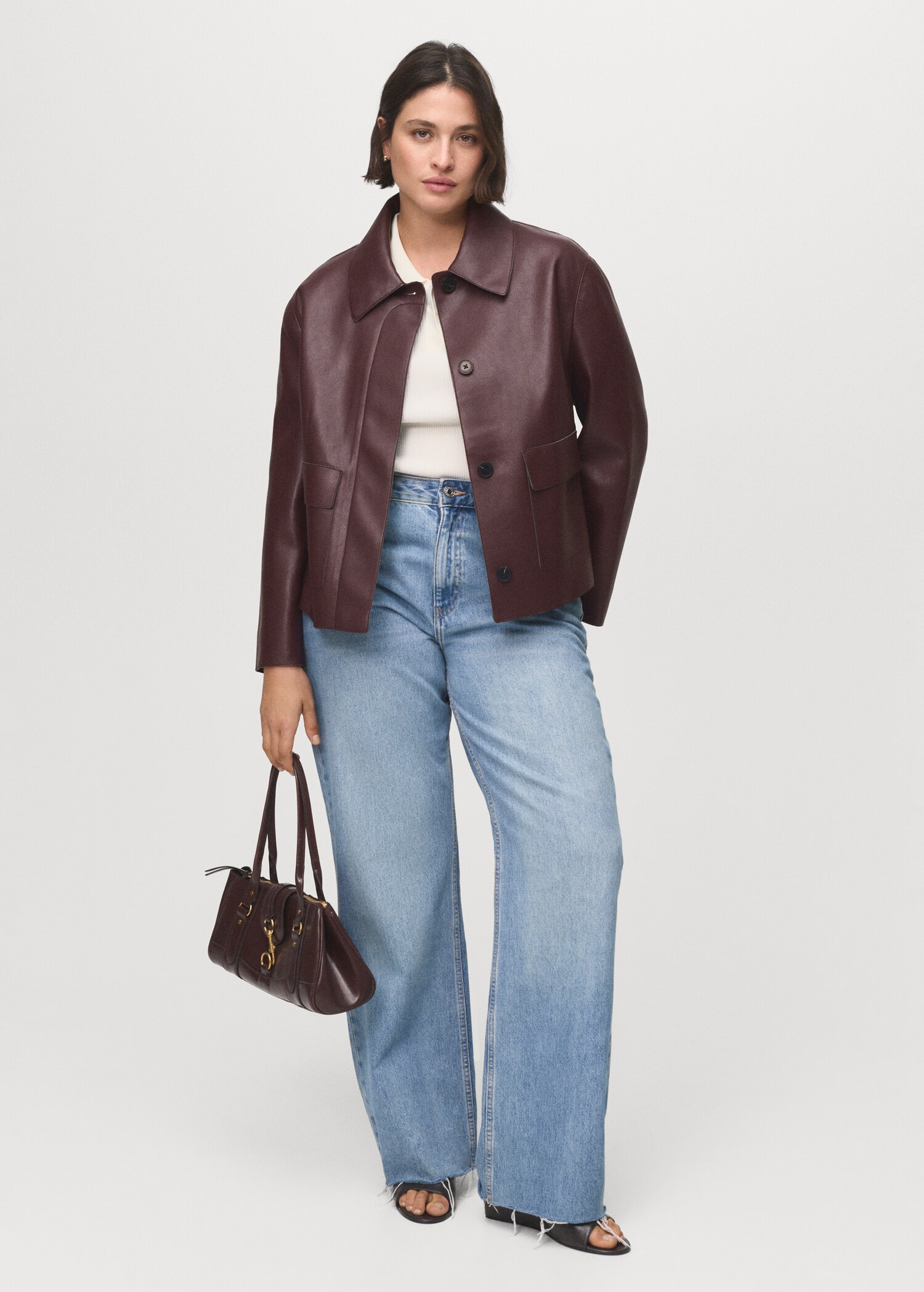 Leather-effect jacket with pockets - Details of the article 3