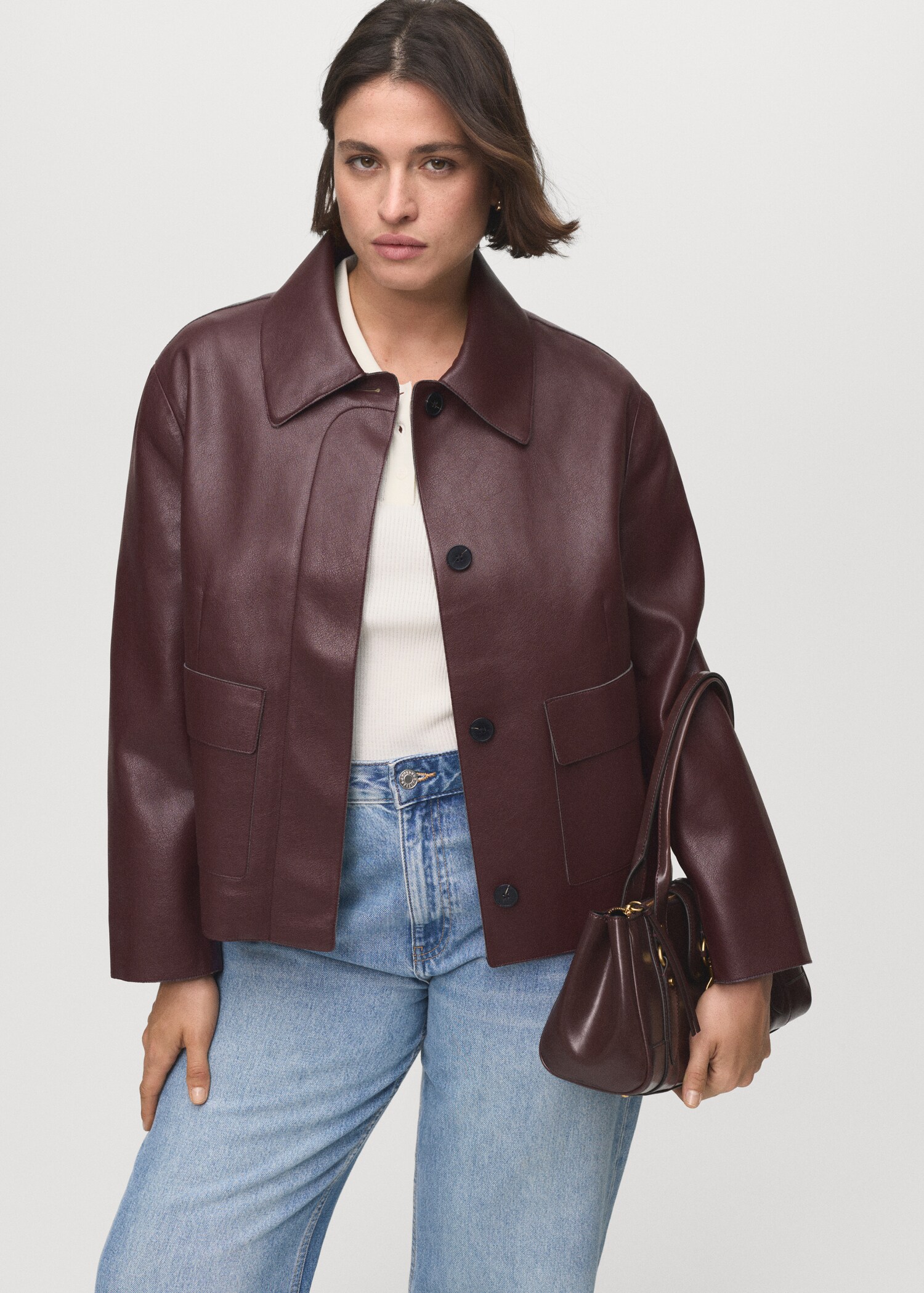 Leather-effect jacket with pockets - Details of the article 5
