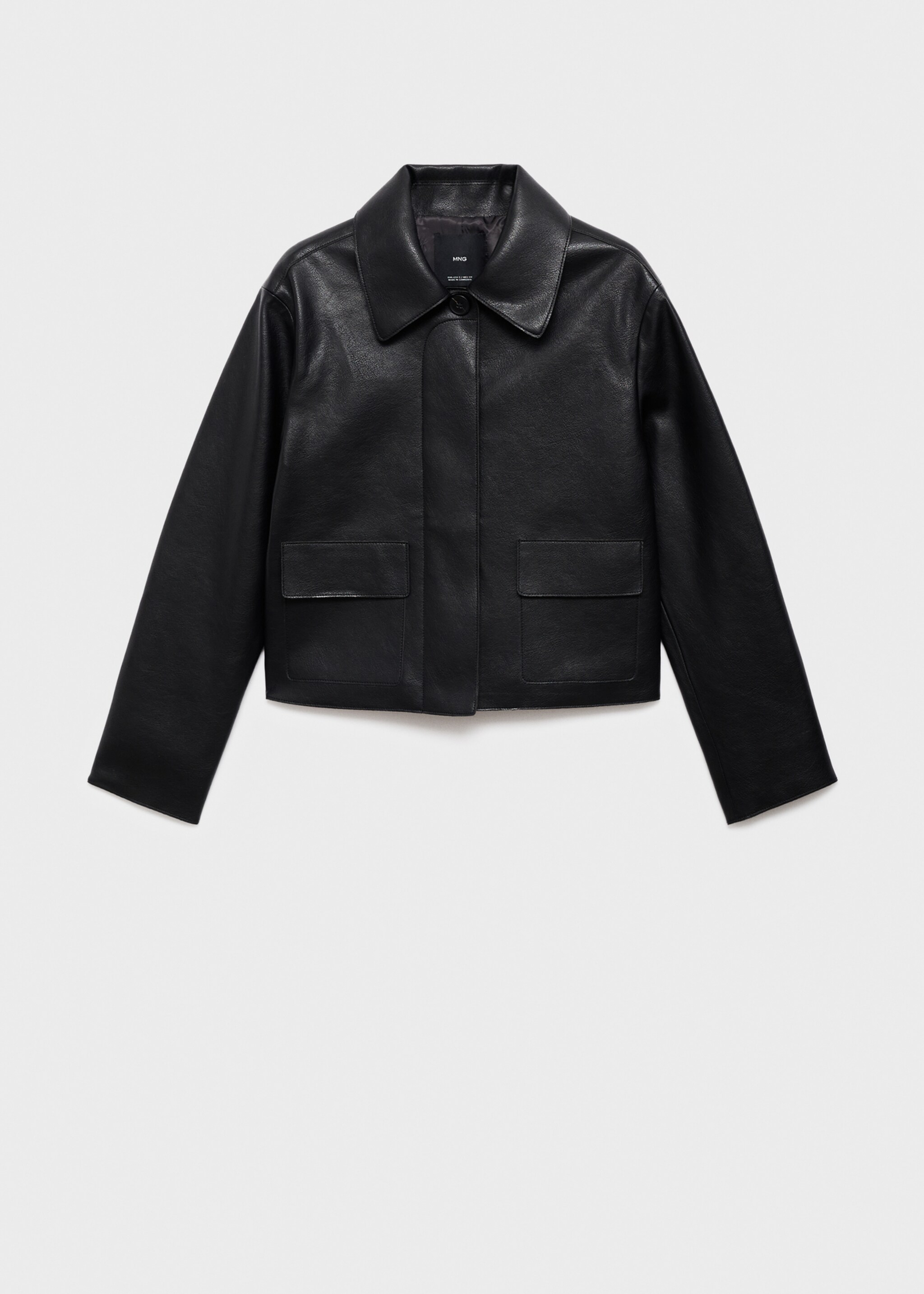 Leather-effect jacket with pockets - Article without model, Black. Ref: 17094433-00.