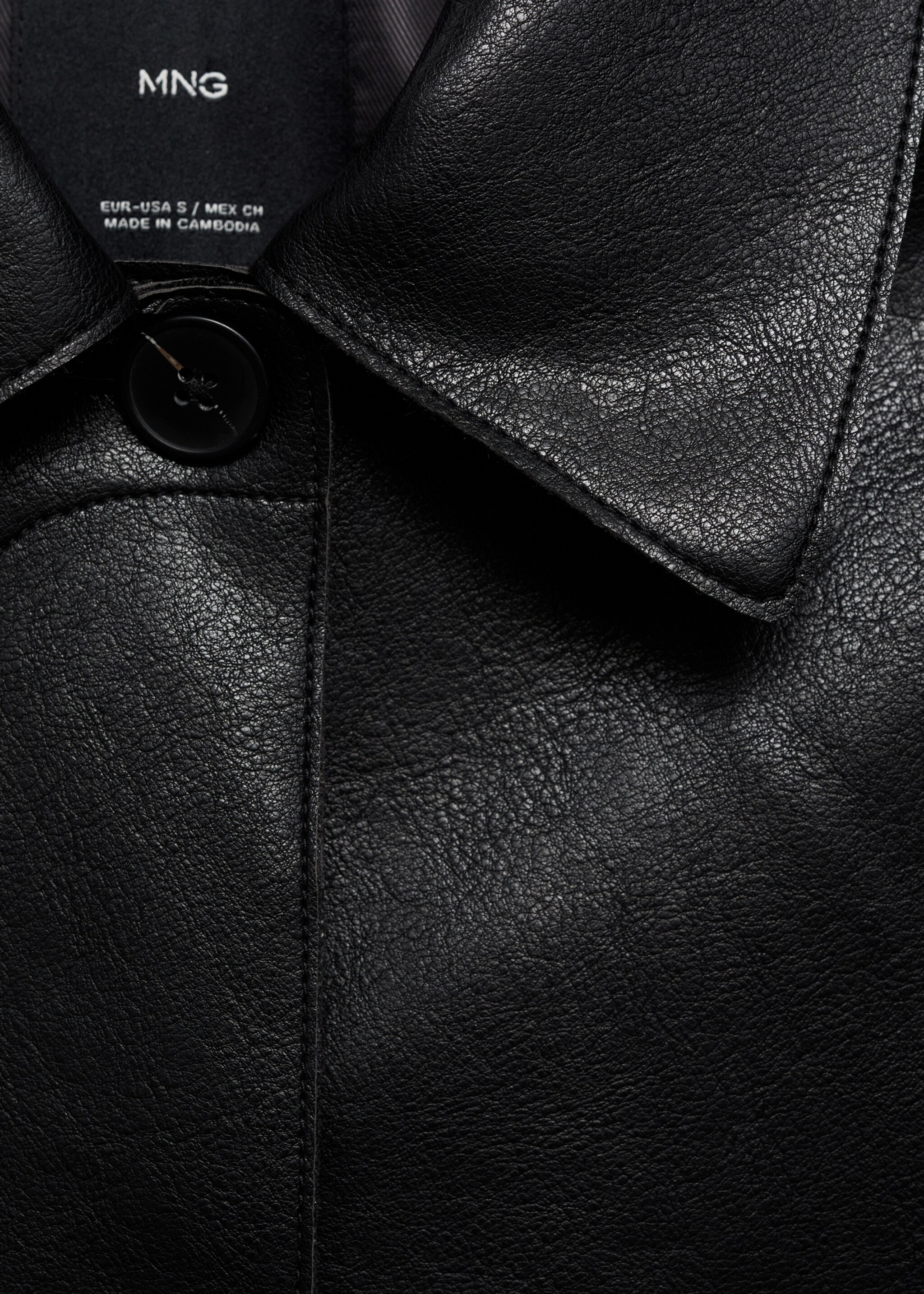 Leather-effect jacket with pockets - Details of the article 8, Black. Ref: 17094433-00.