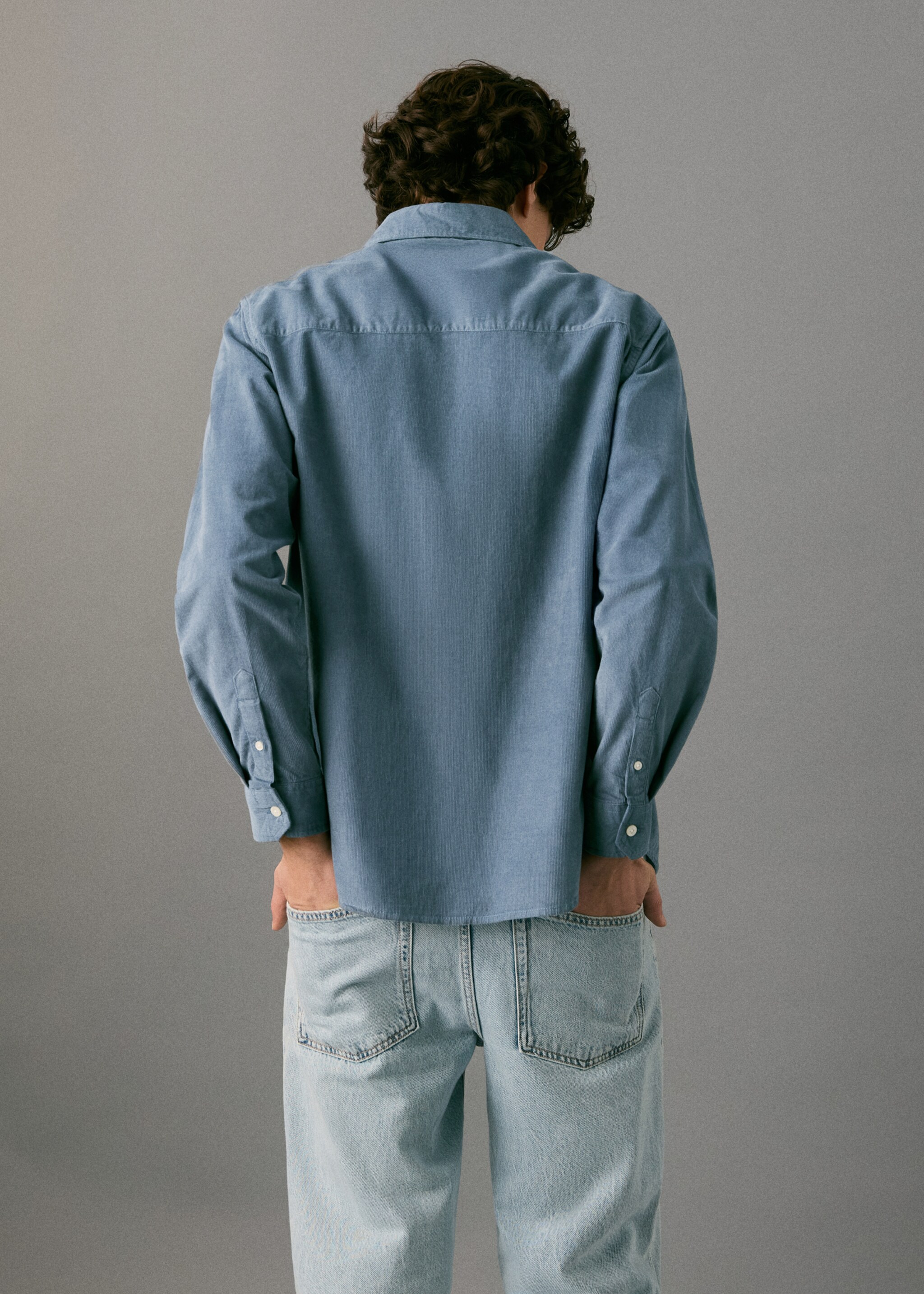 Corduroy cotton shirt - Reverse of the article, Sky Blue. Ref: 17094435-00.