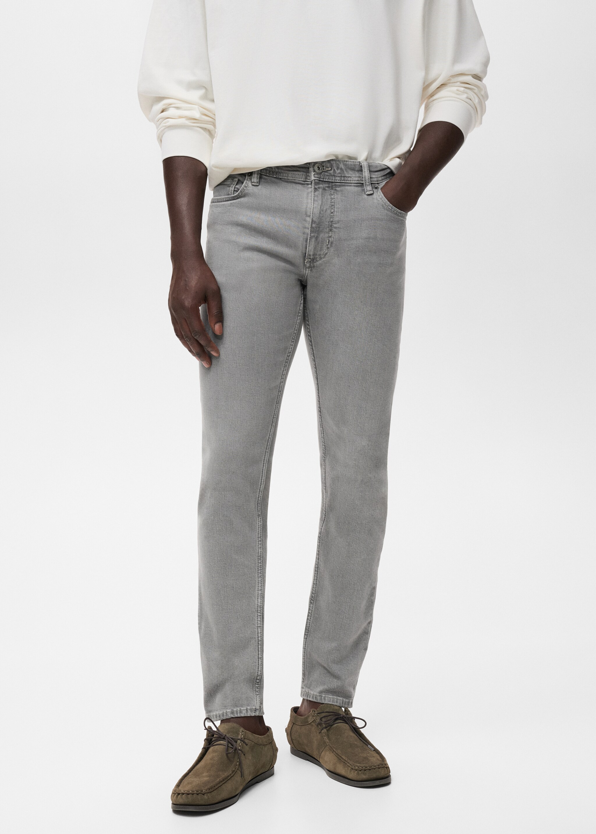 Jan slim-fit grey-wash jeans - Medium plane, Denim Grey. Ref: 17094437-00.