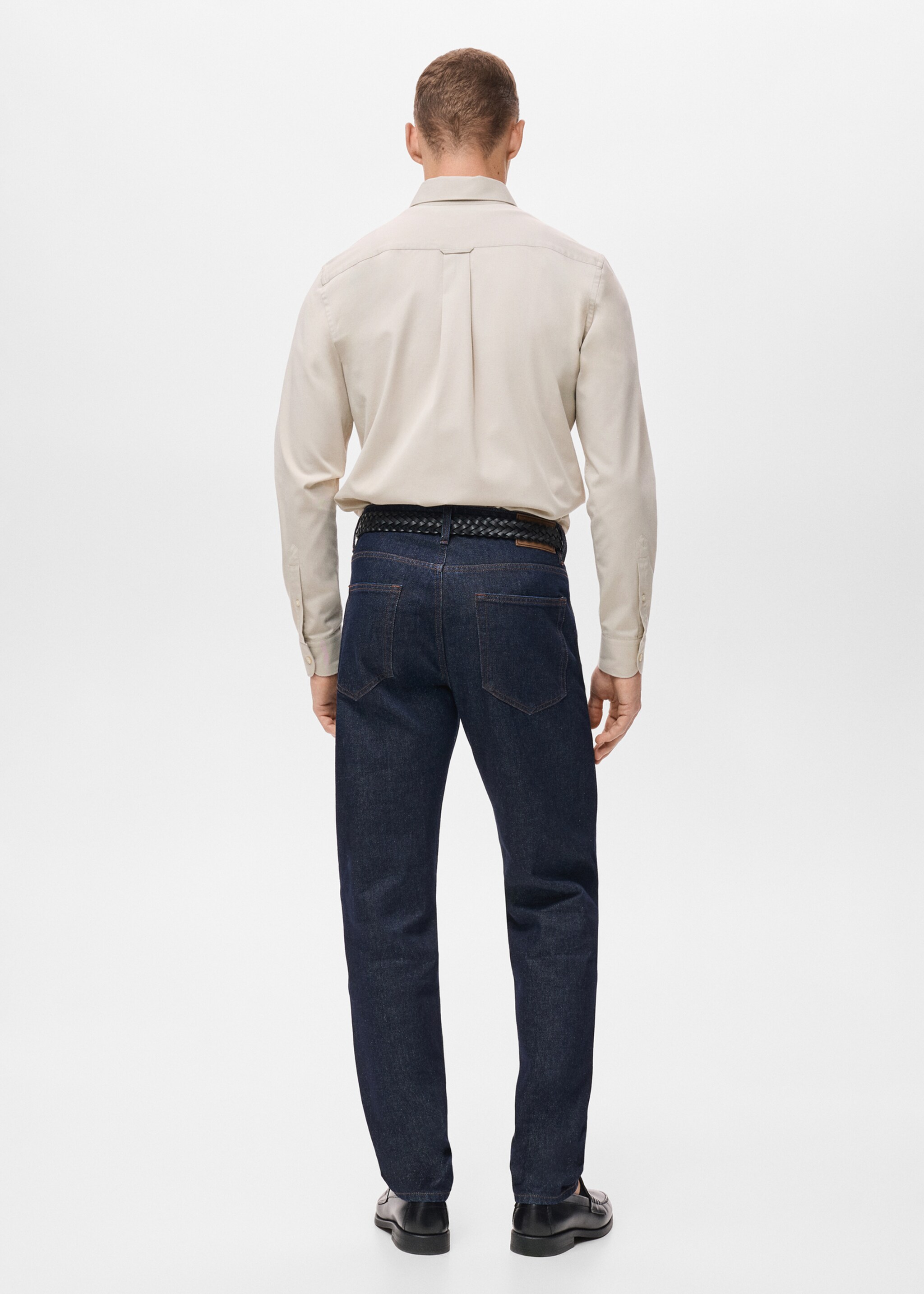 100% cotton regular fit pocket shirt - Reverse of the article, Ecru. Ref: 17094440-00.