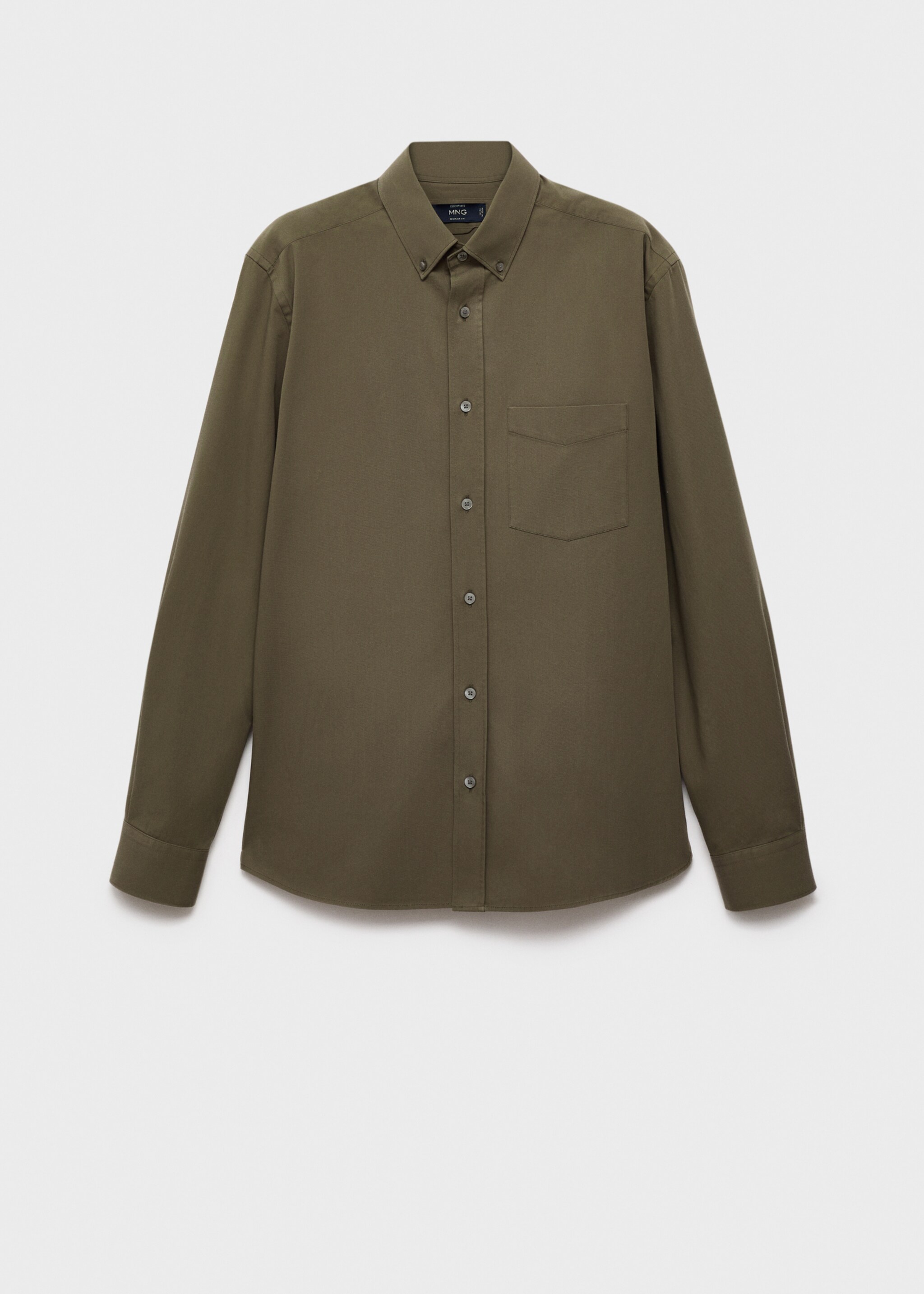 100% cotton regular fit pocket shirt - Article without model, Medium Brown. Ref: 17094440-00.