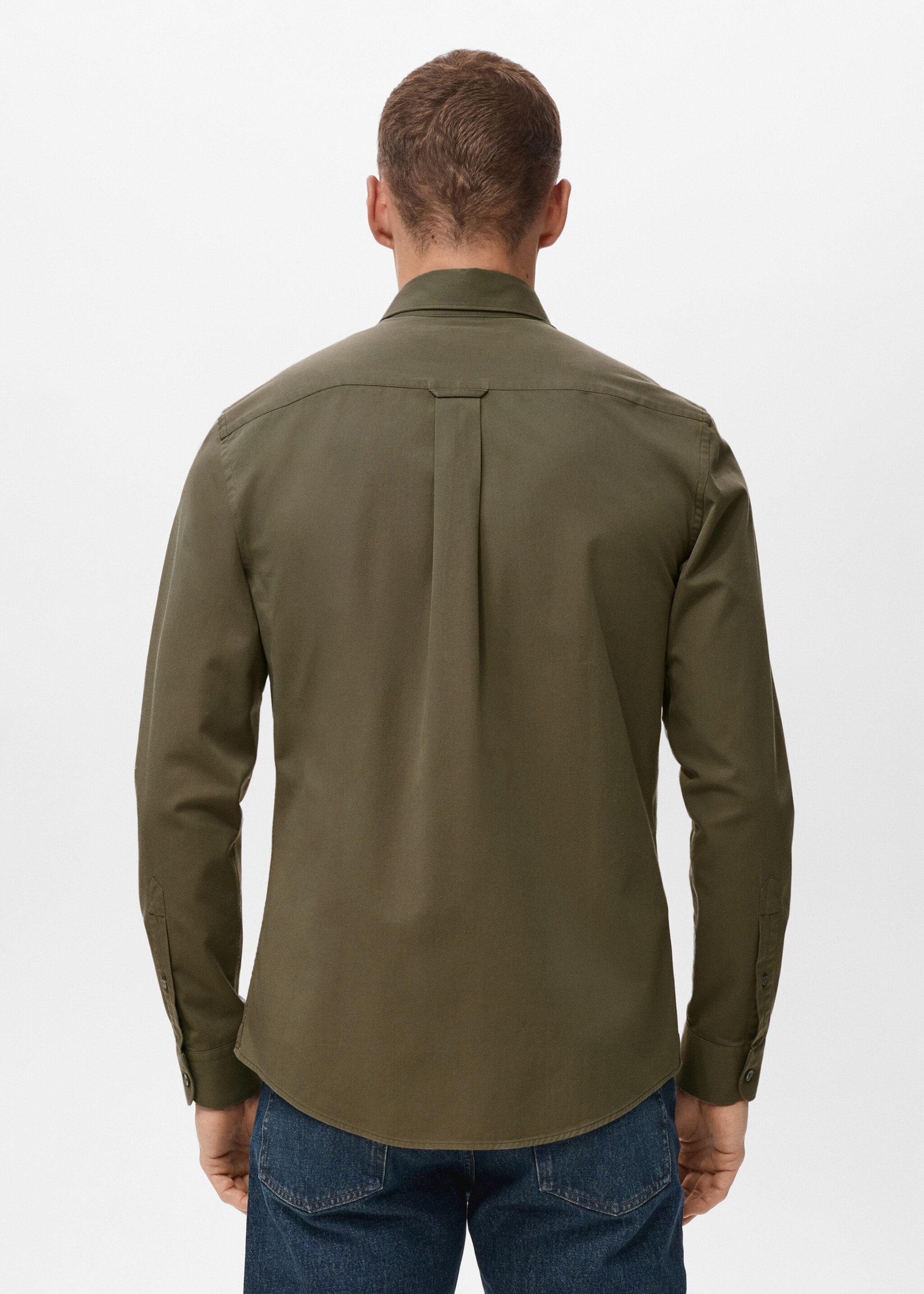100% cotton regular fit pocket shirt - Reverse of the article, Medium Brown. Ref: 17094440-00.
