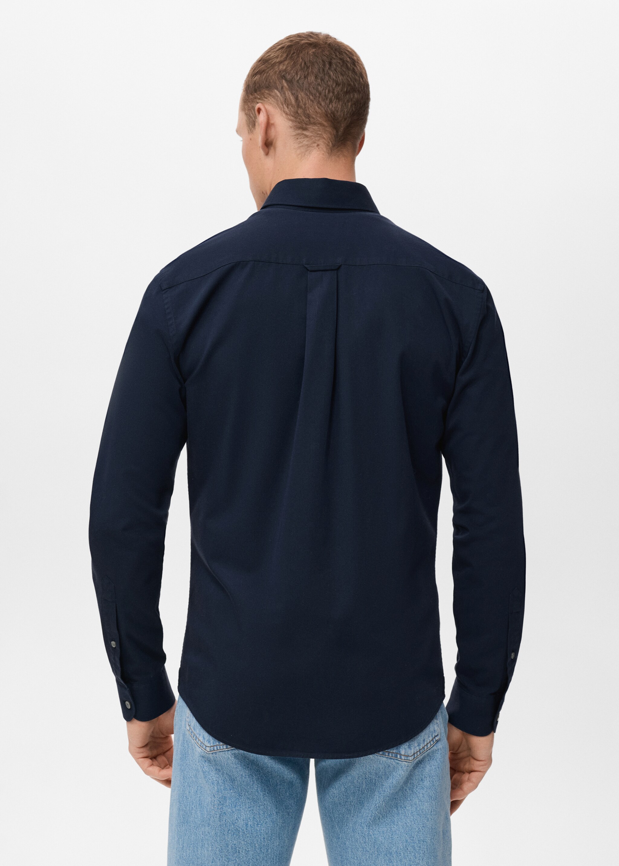 100% cotton regular fit pocket shirt - Reverse of the article, Navy. Ref: 17094440-00.