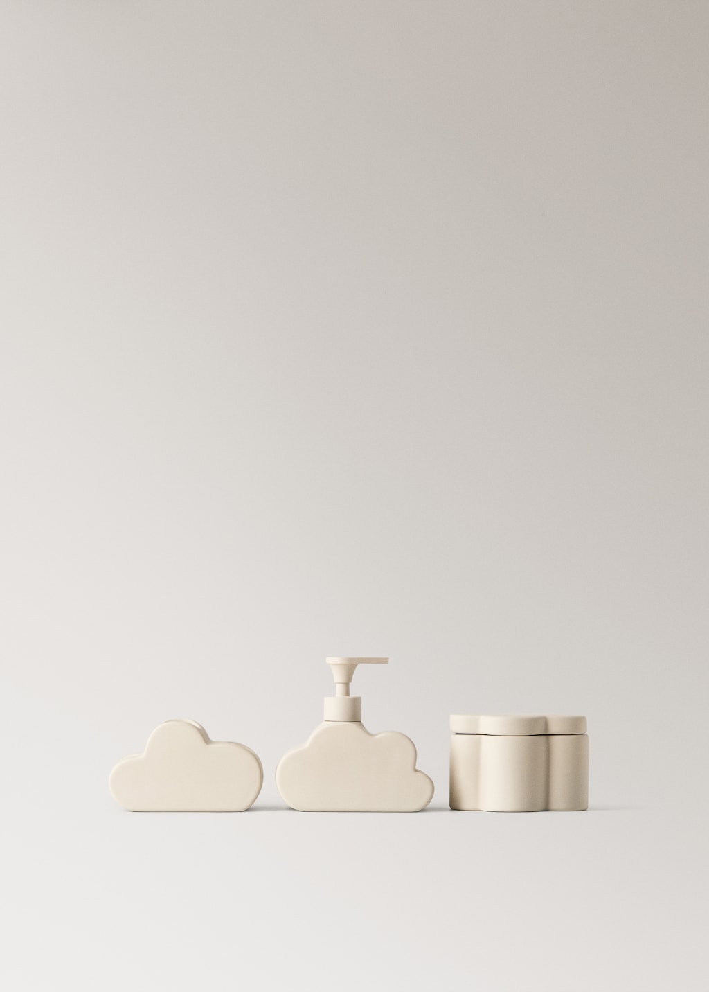 Cloud-shaped stoneware soap dispenser