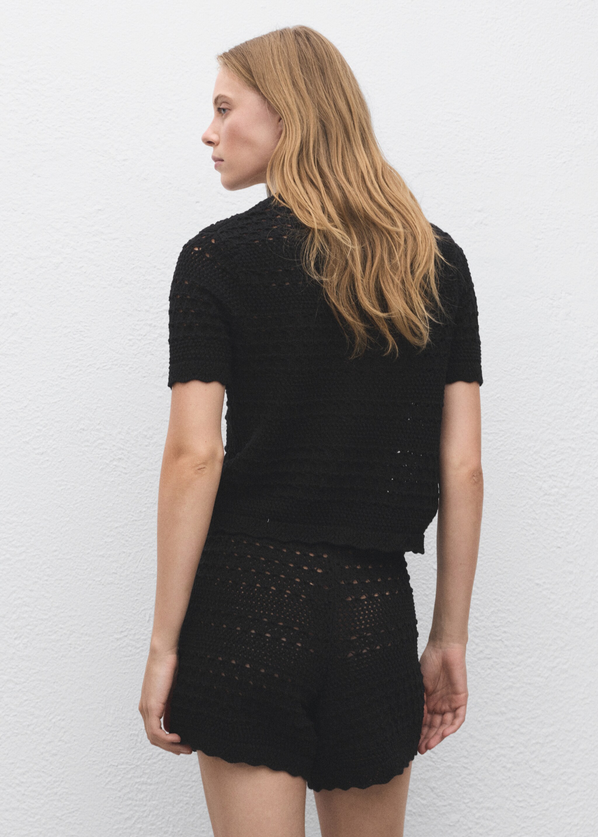 Chunky-knit shorts - Reverse of the article, Black. Ref: 17094443-00.