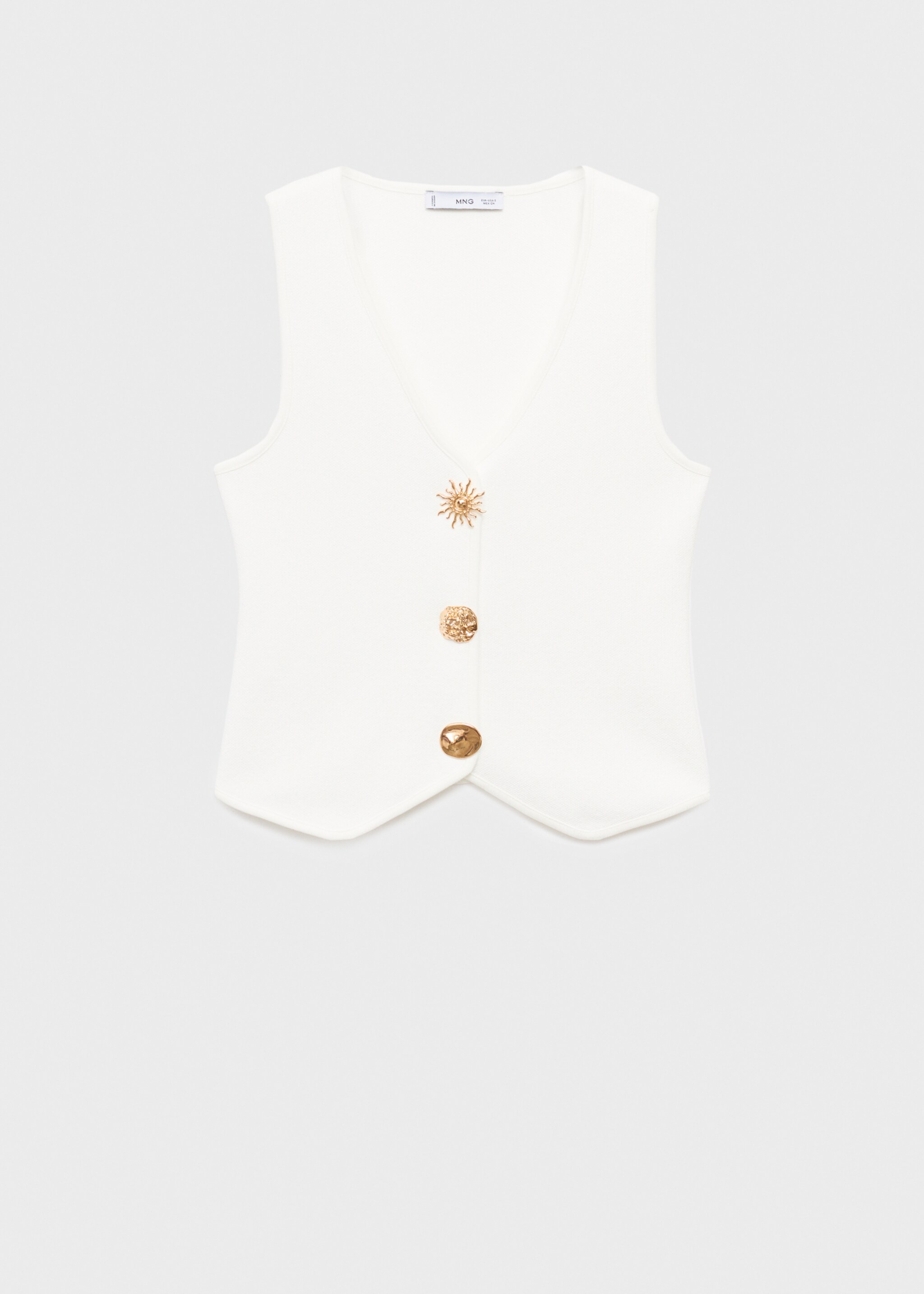 Knitted waistcoat with jewel buttons - Article without model, White. Ref: 17094447-00.
