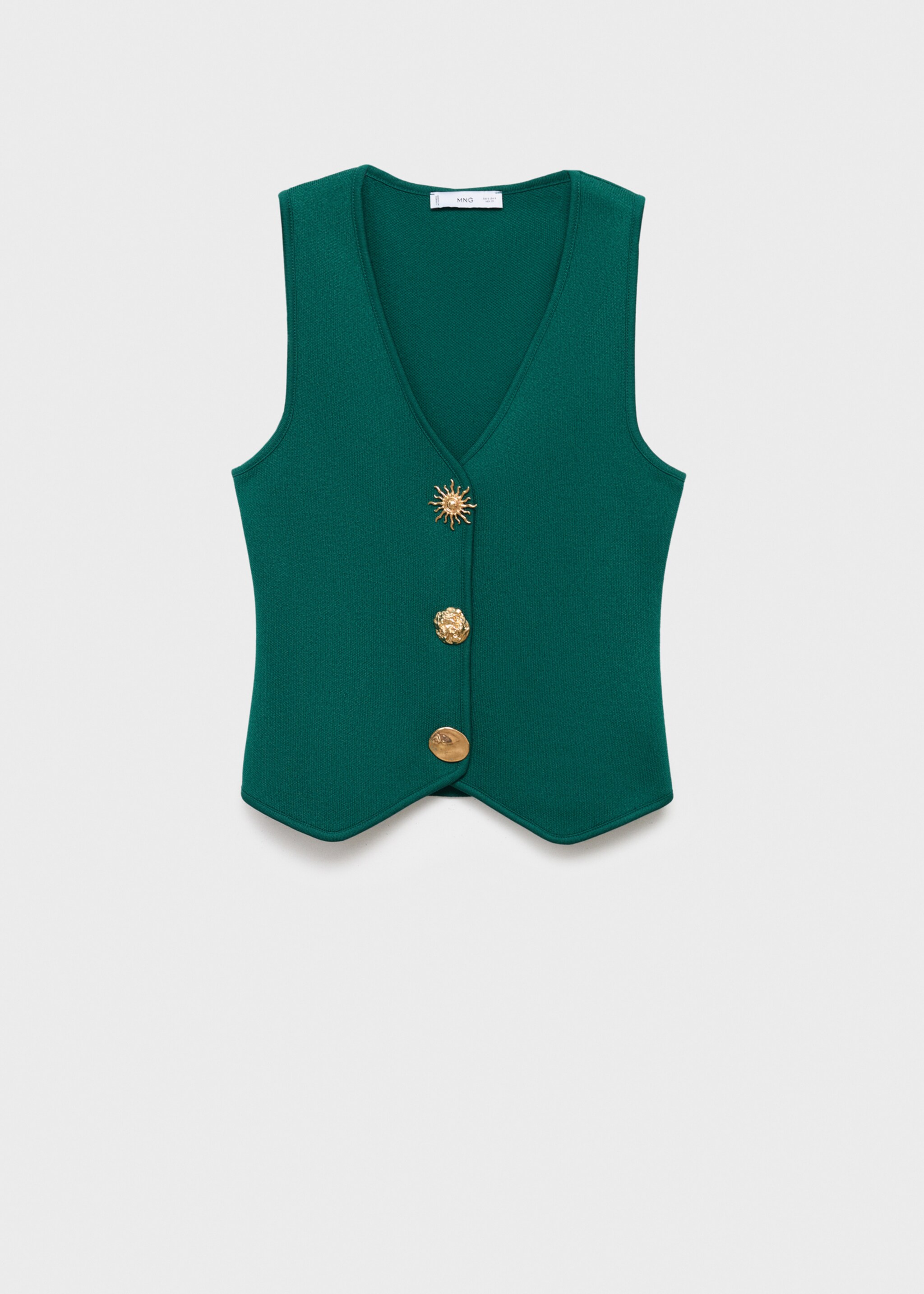 Knitted waistcoat with jewel buttons - Article without model, Dark Green. Ref: 17094447-00.