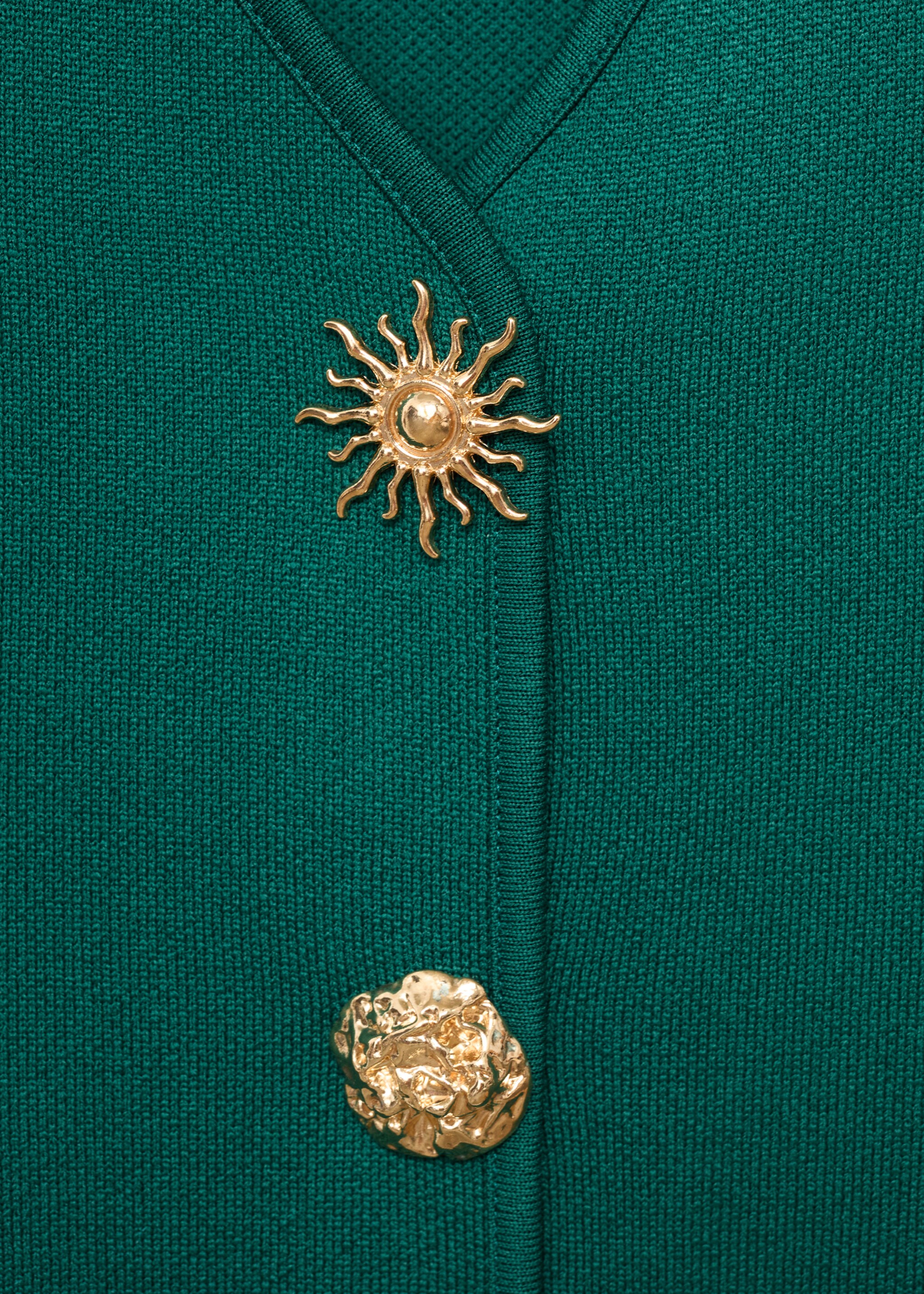 Knitted waistcoat with jewel buttons - Details of the article 8, Dark Green. Ref: 17094447-00.