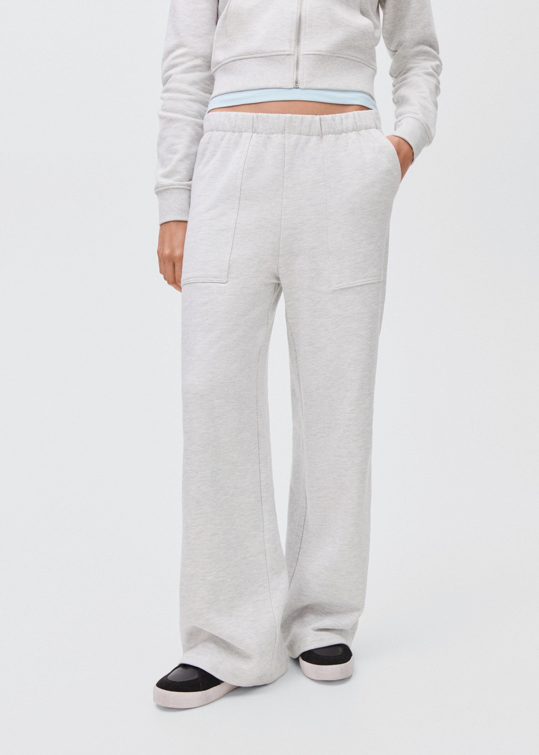 Cotton joggers with seams - Medium plane, Light Heather Grey. Ref: 17094773-00.