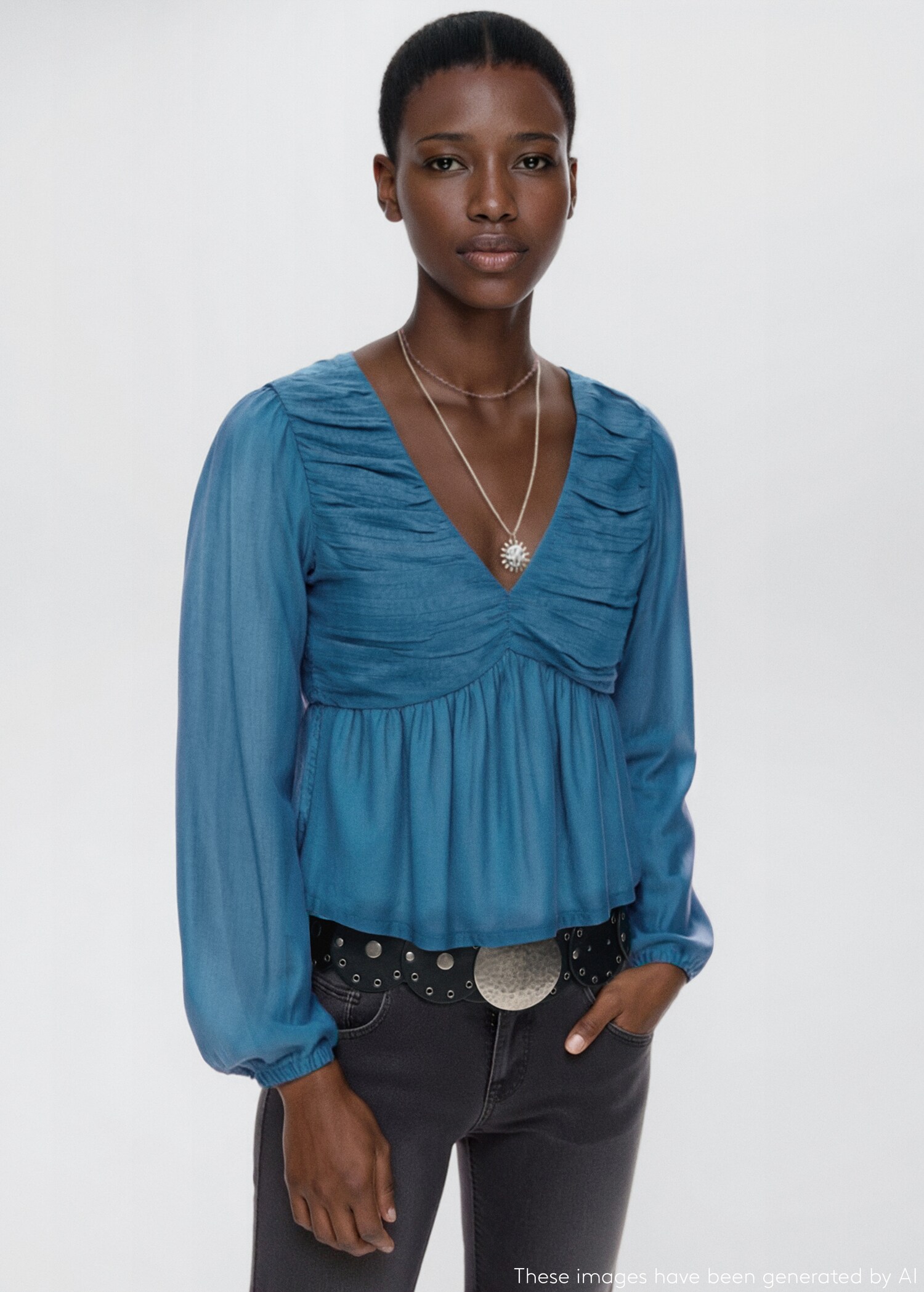 Ruched flowing blouse - Medium plane