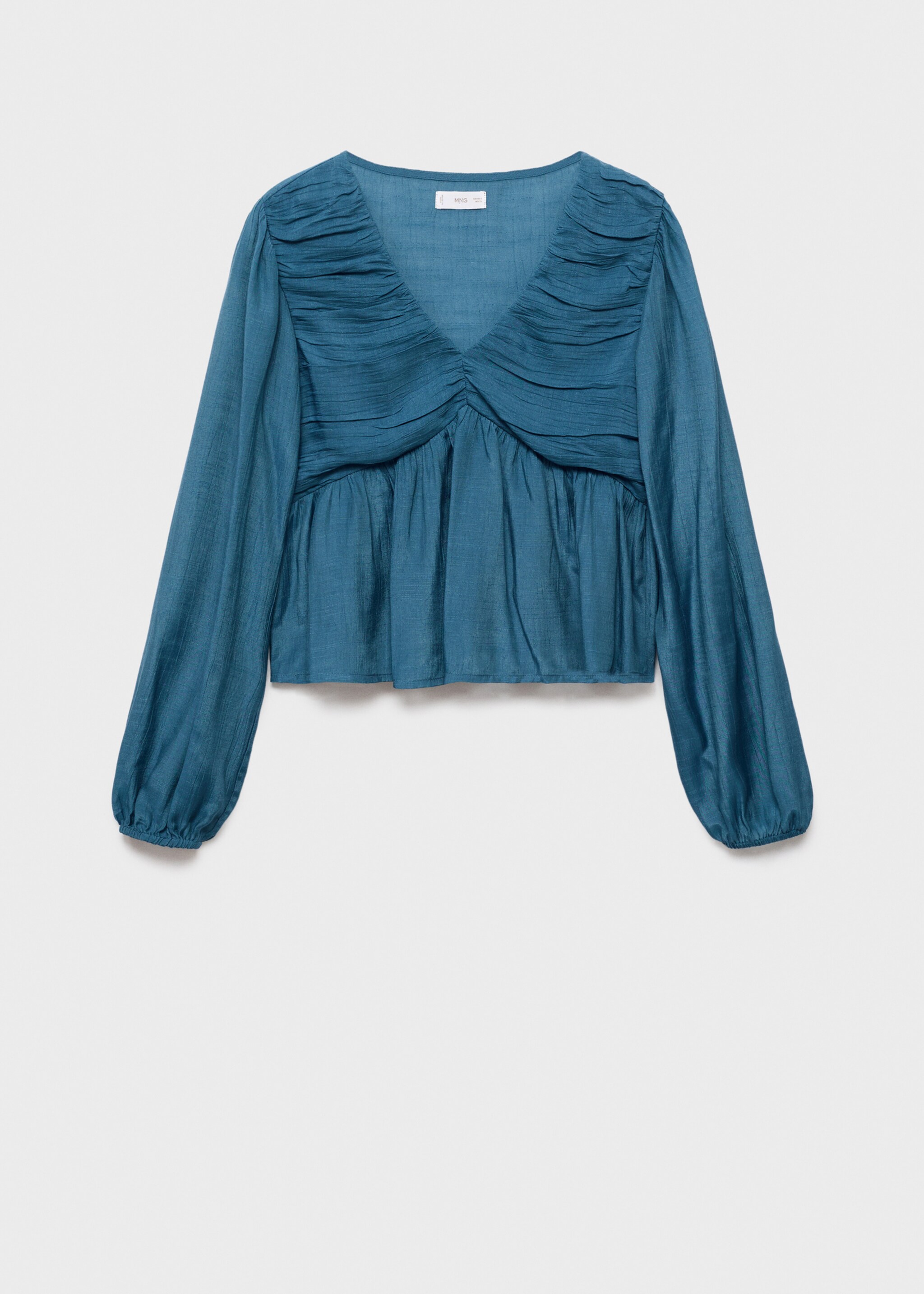 Blouse fluide froncée - Article sans modèle, Bleu pétrole. Ref: 17094774-00.