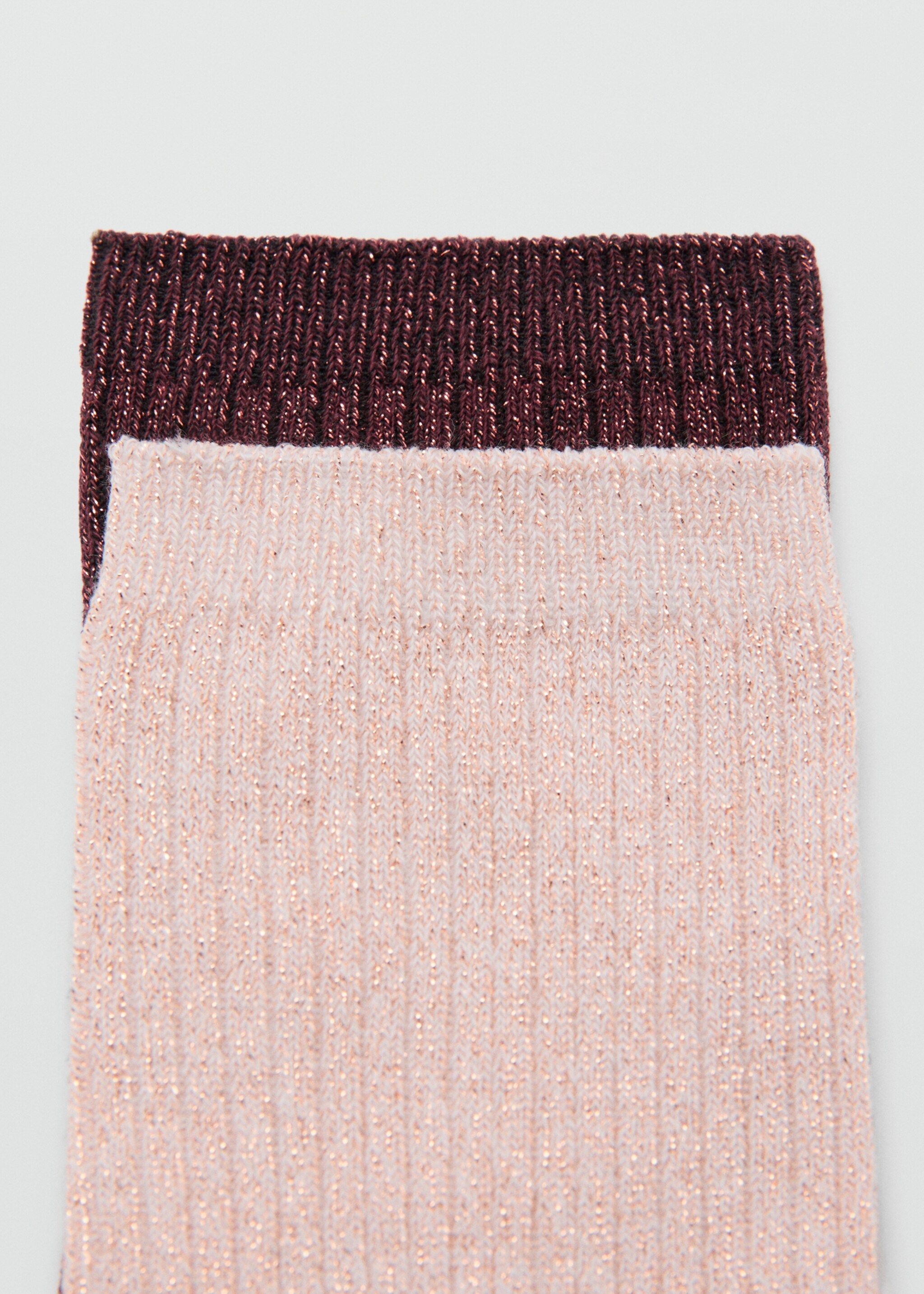 Pack of 2 ribbed lurex socks - Medium plane, Burgundy. Ref: 17094778-00.