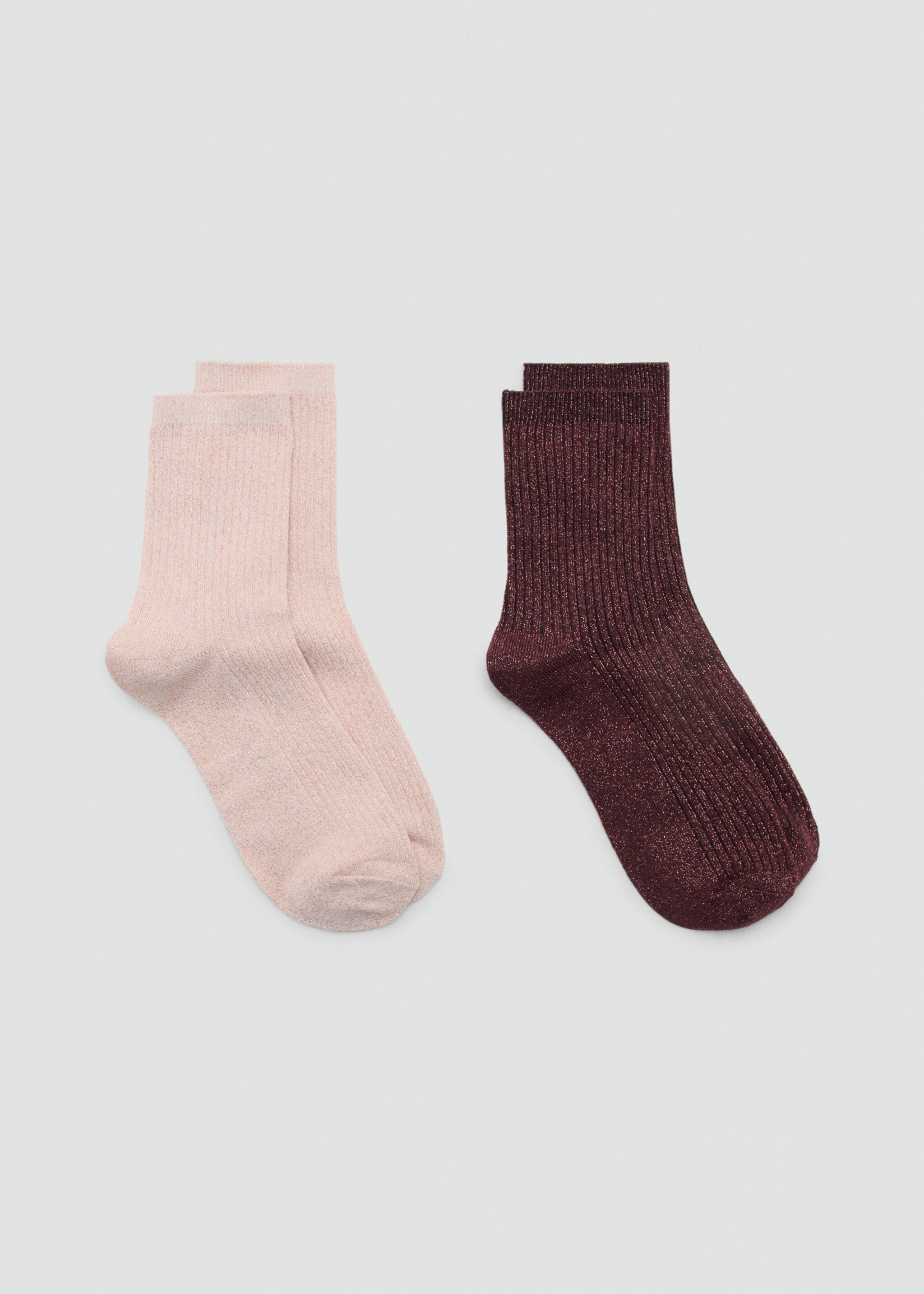 Pack of 2 ribbed lurex socks - Article without model, Burgundy. Ref: 17094778-00.