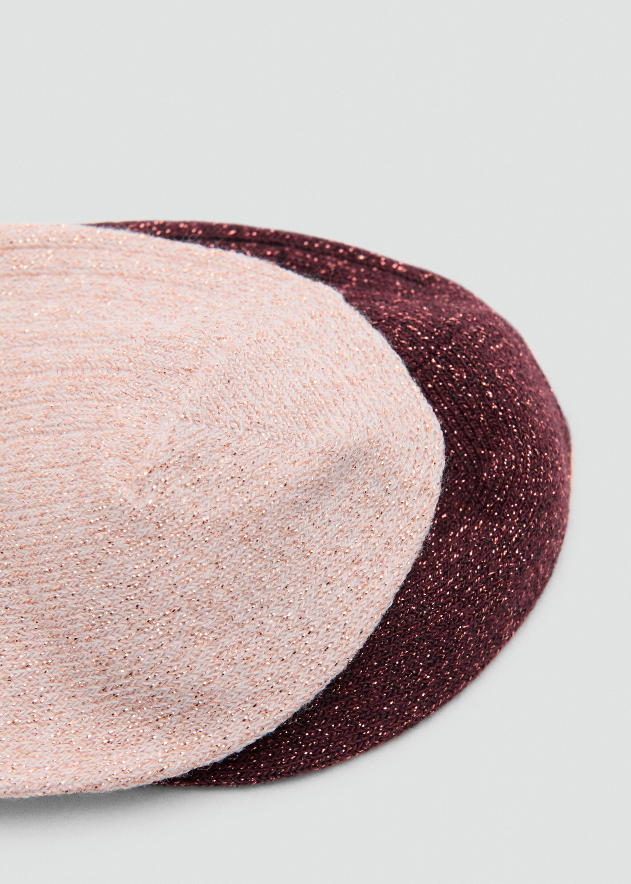 Pack of 2 ribbed lurex socks - Details of the article 1, Burgundy. Ref: 17094778-00.
