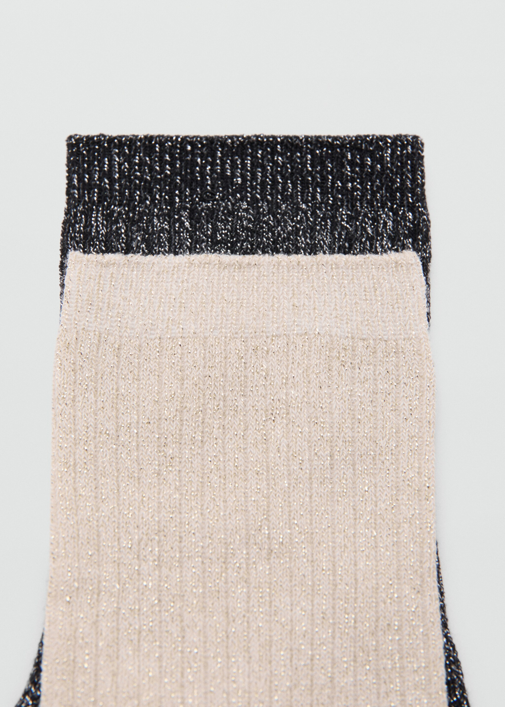 Pack of 2 ribbed lurex socks - Medium plane, Black. Ref: 17094778-00.