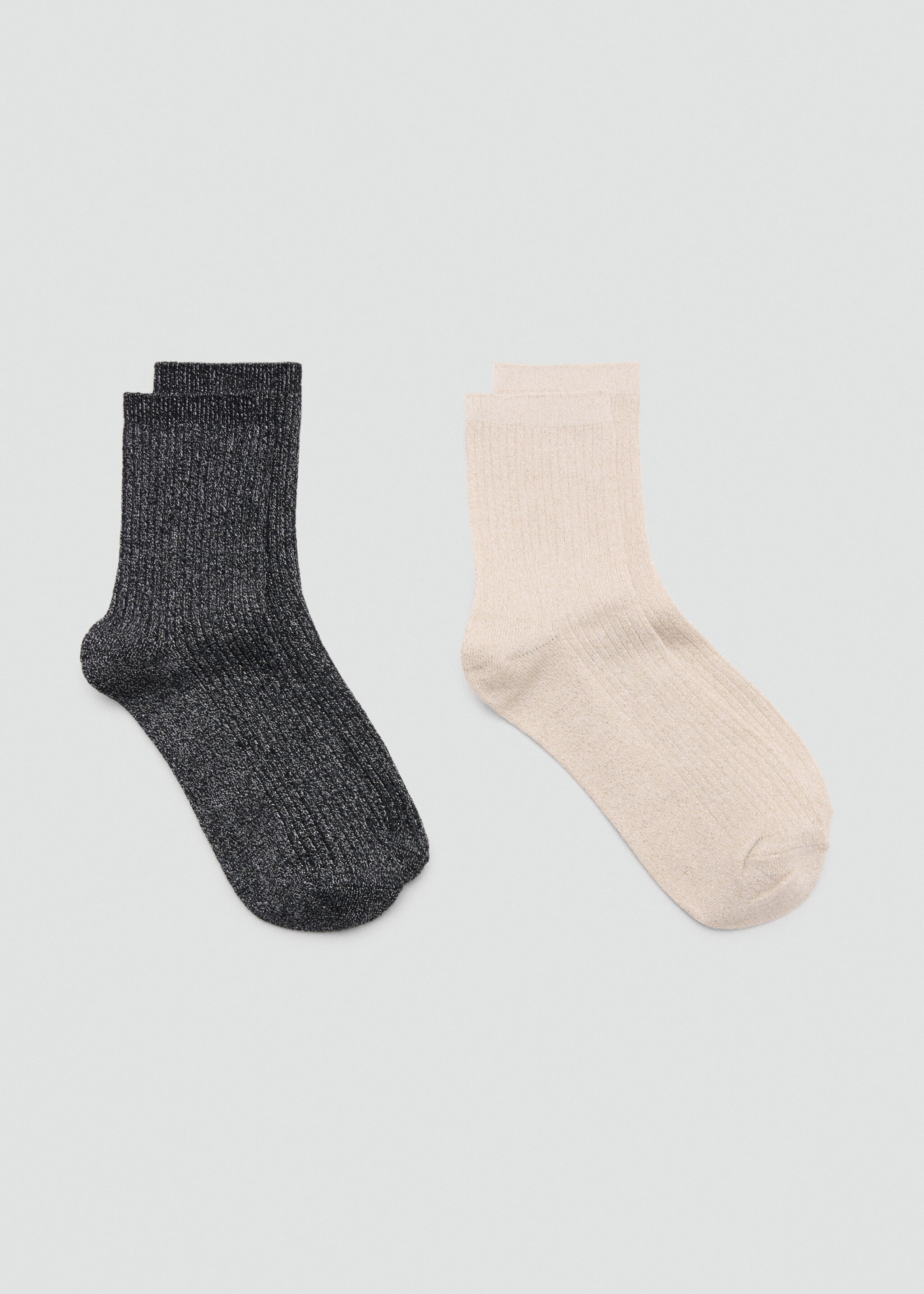 Pack of 2 ribbed lurex socks - Article without model, Black. Ref: 17094778-00.