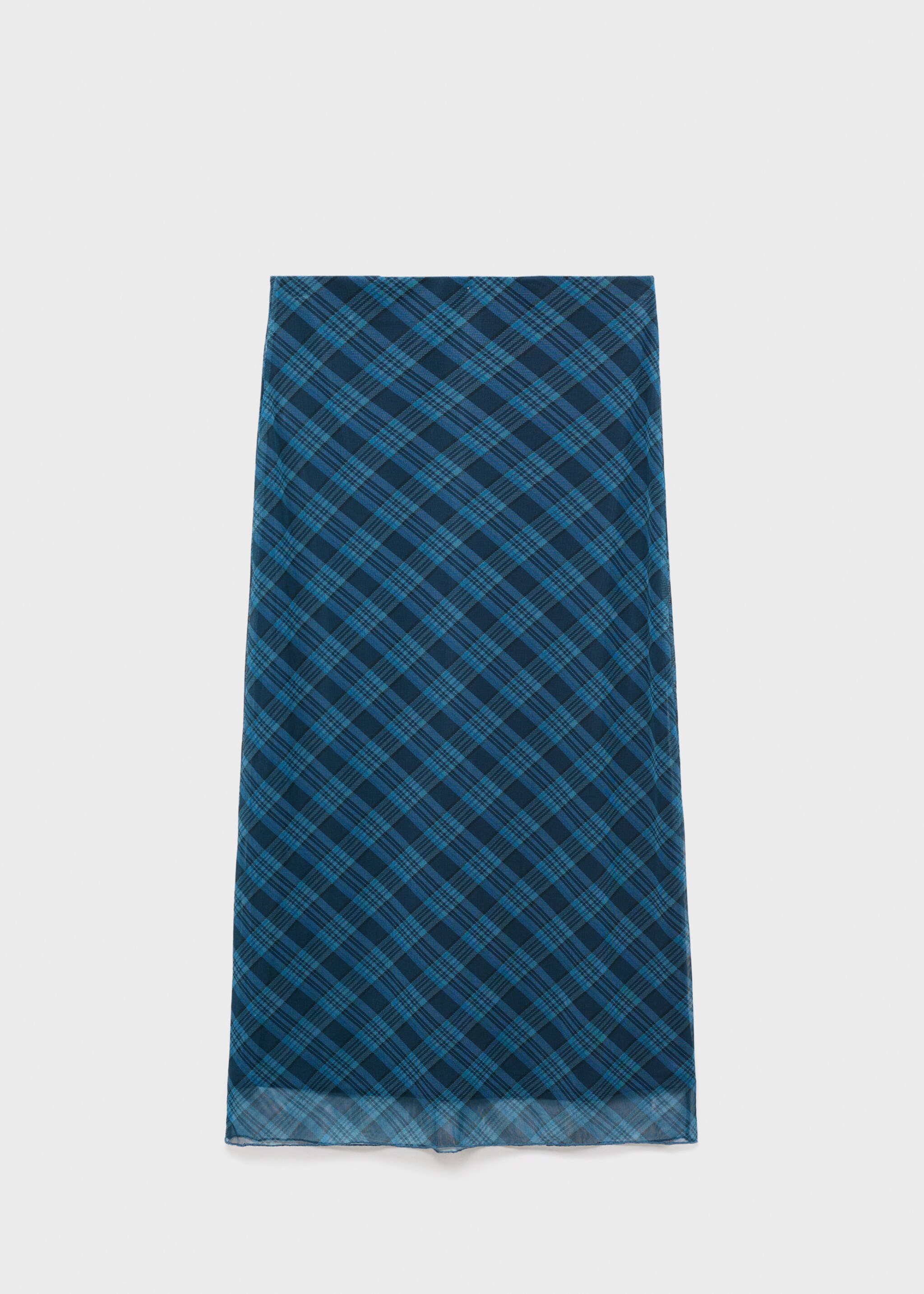 Checked long skirt - Article without model, Dark Navy. Ref: 17094781-00.