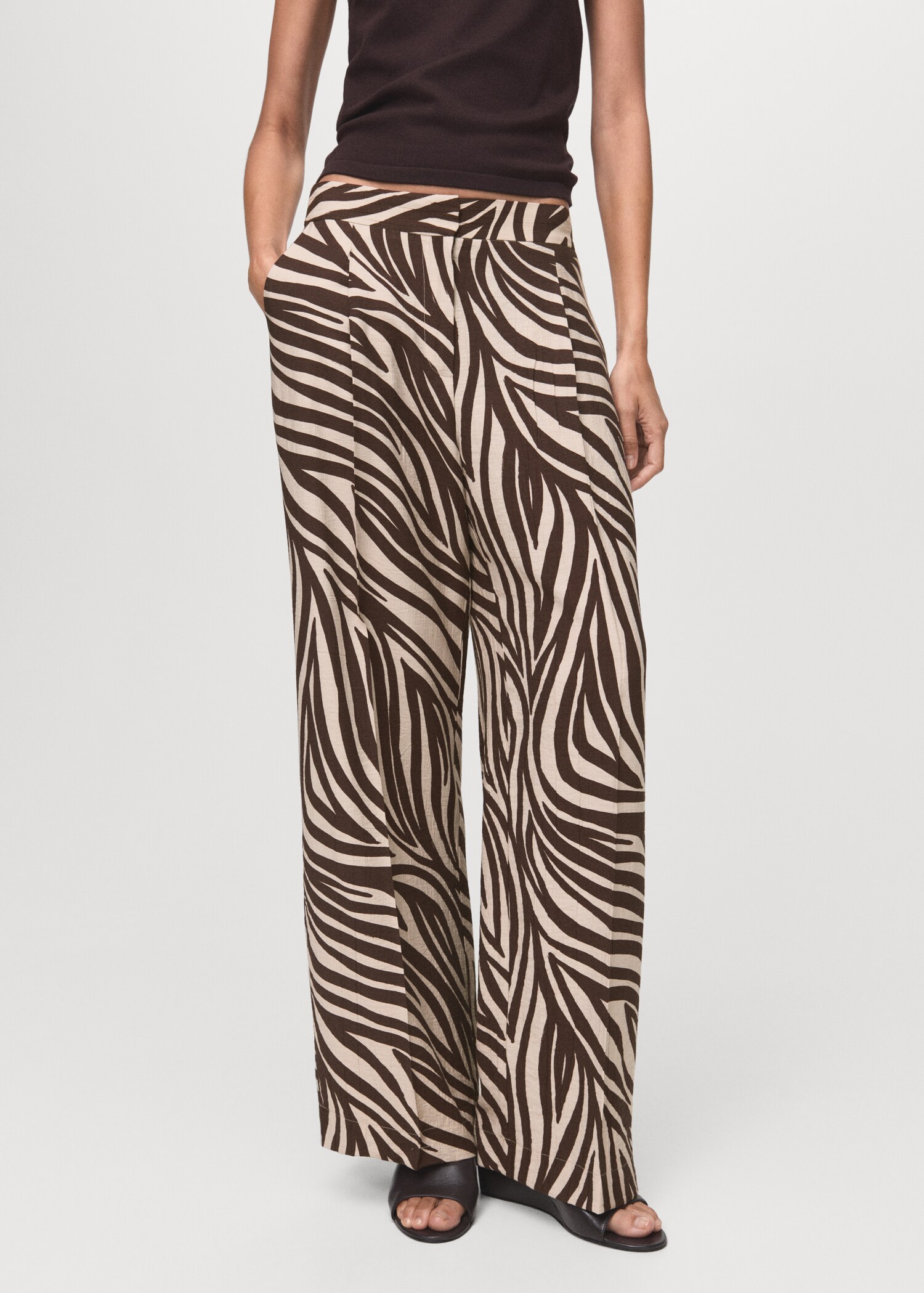 Straight pleat zebra print trousers - Medium plane