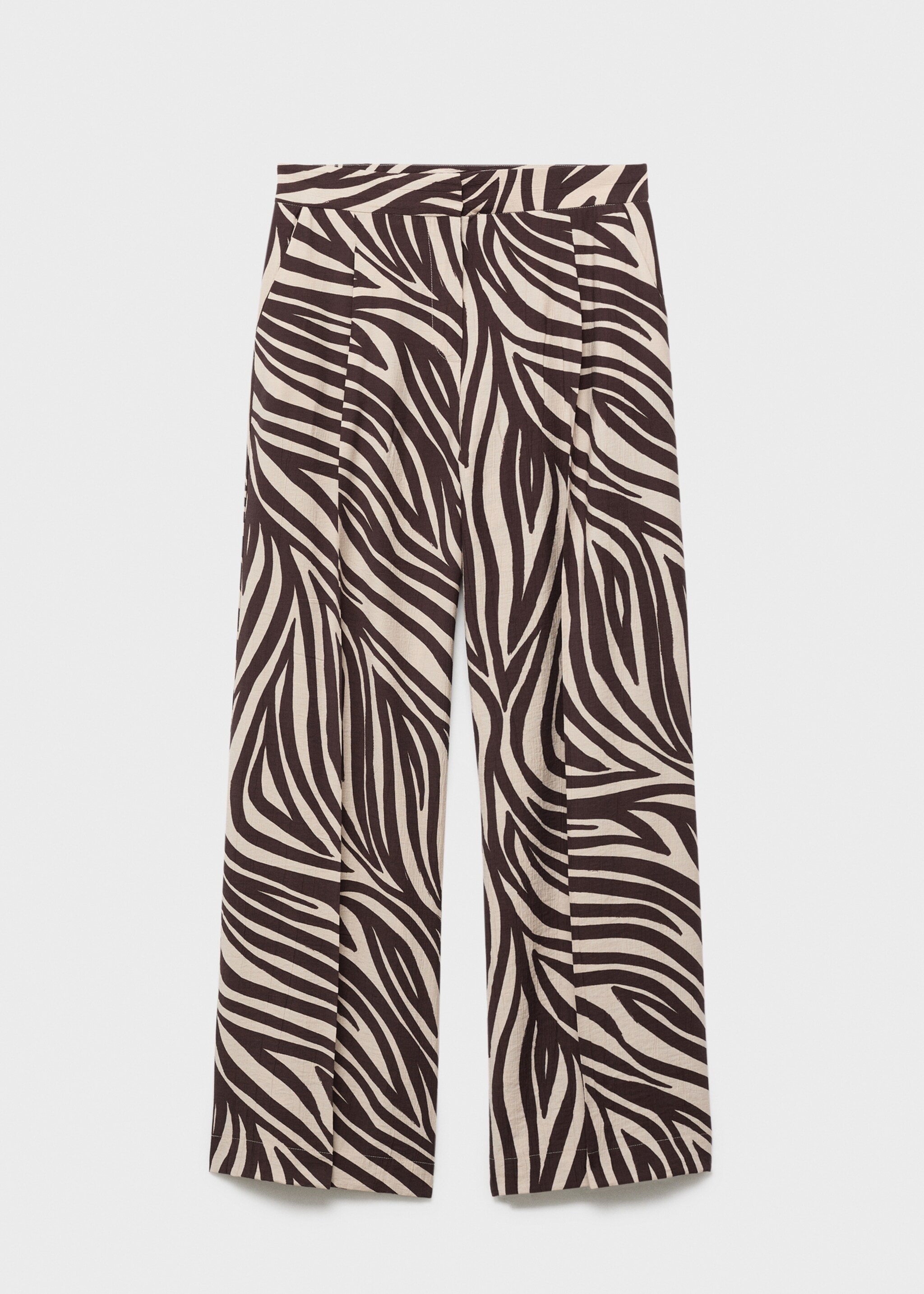 Straight pleat zebra print trousers - Article without model, Black. Ref: 17094785-00.