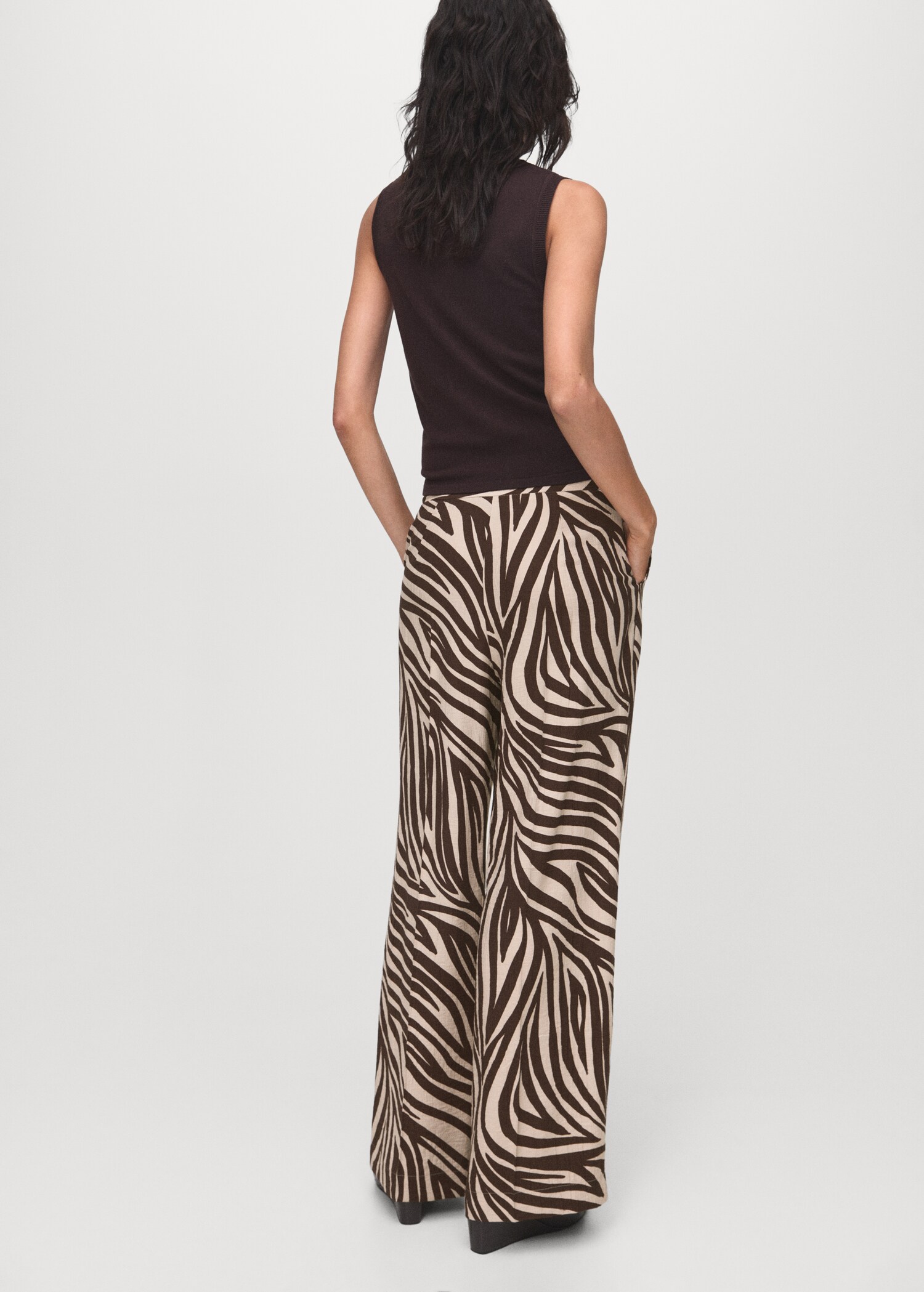 Straight pleat zebra print trousers - Reverse of the article