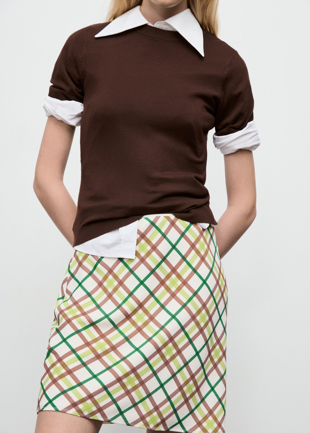 Mango Short checked skirt