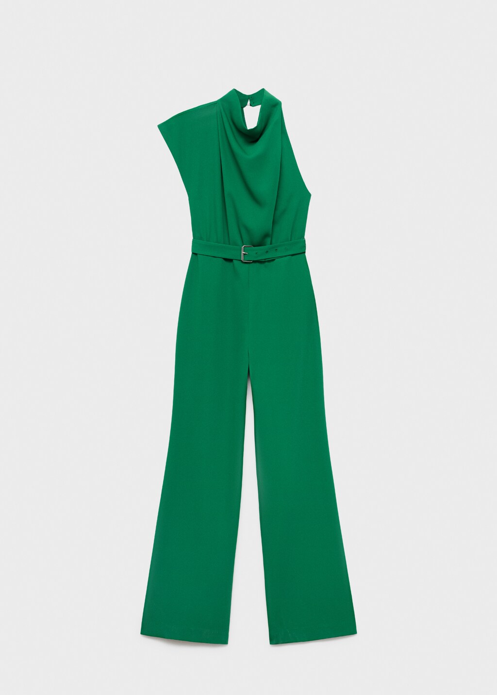 Asymmetrical long jumpsuit with belt