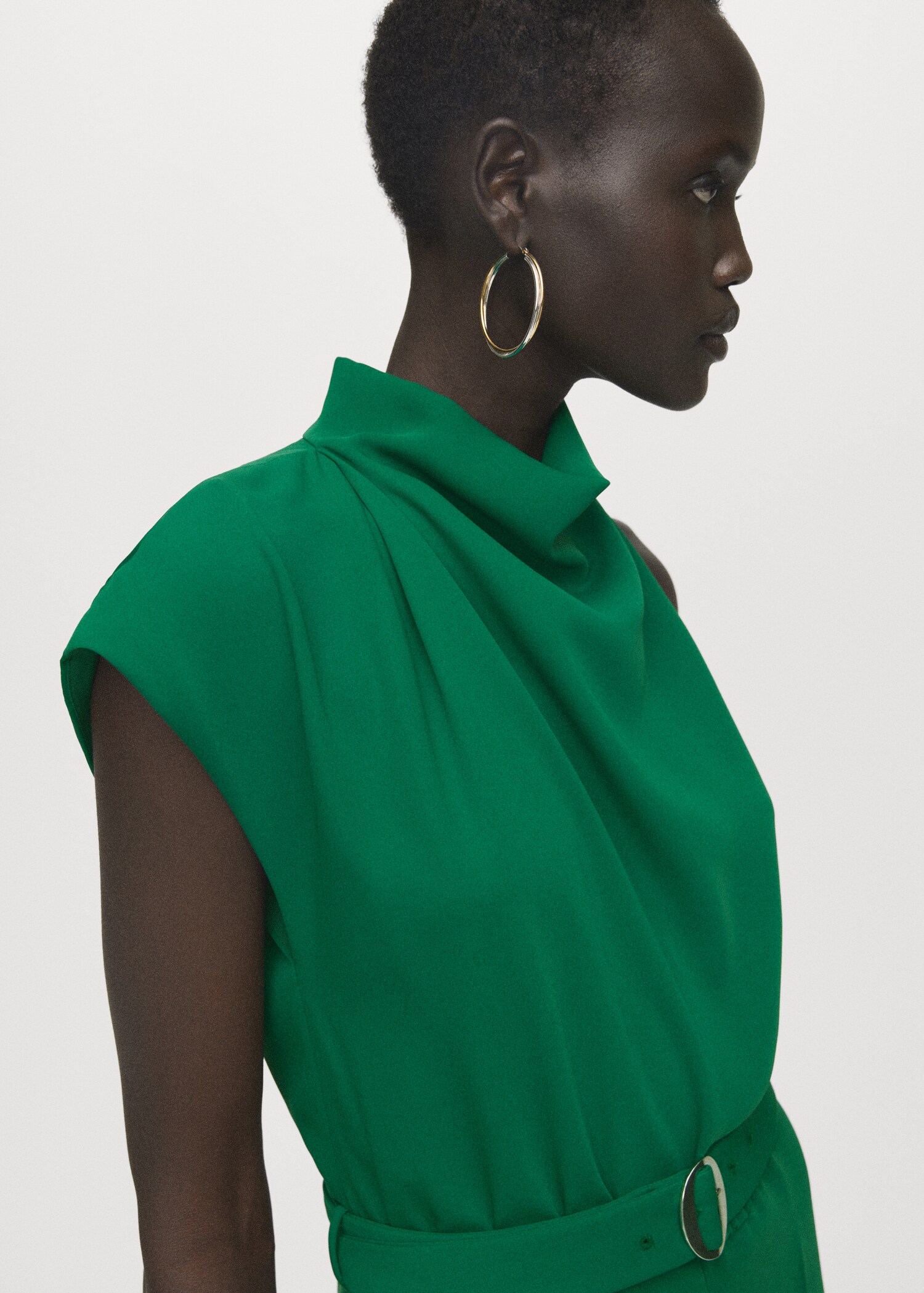 Asymmetrical long jumpsuit with belt - Details of the article 1