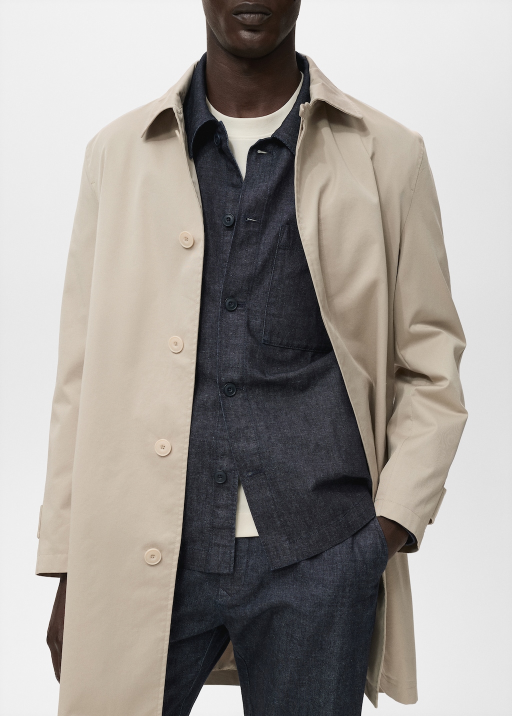 Denim overshirt with pocket