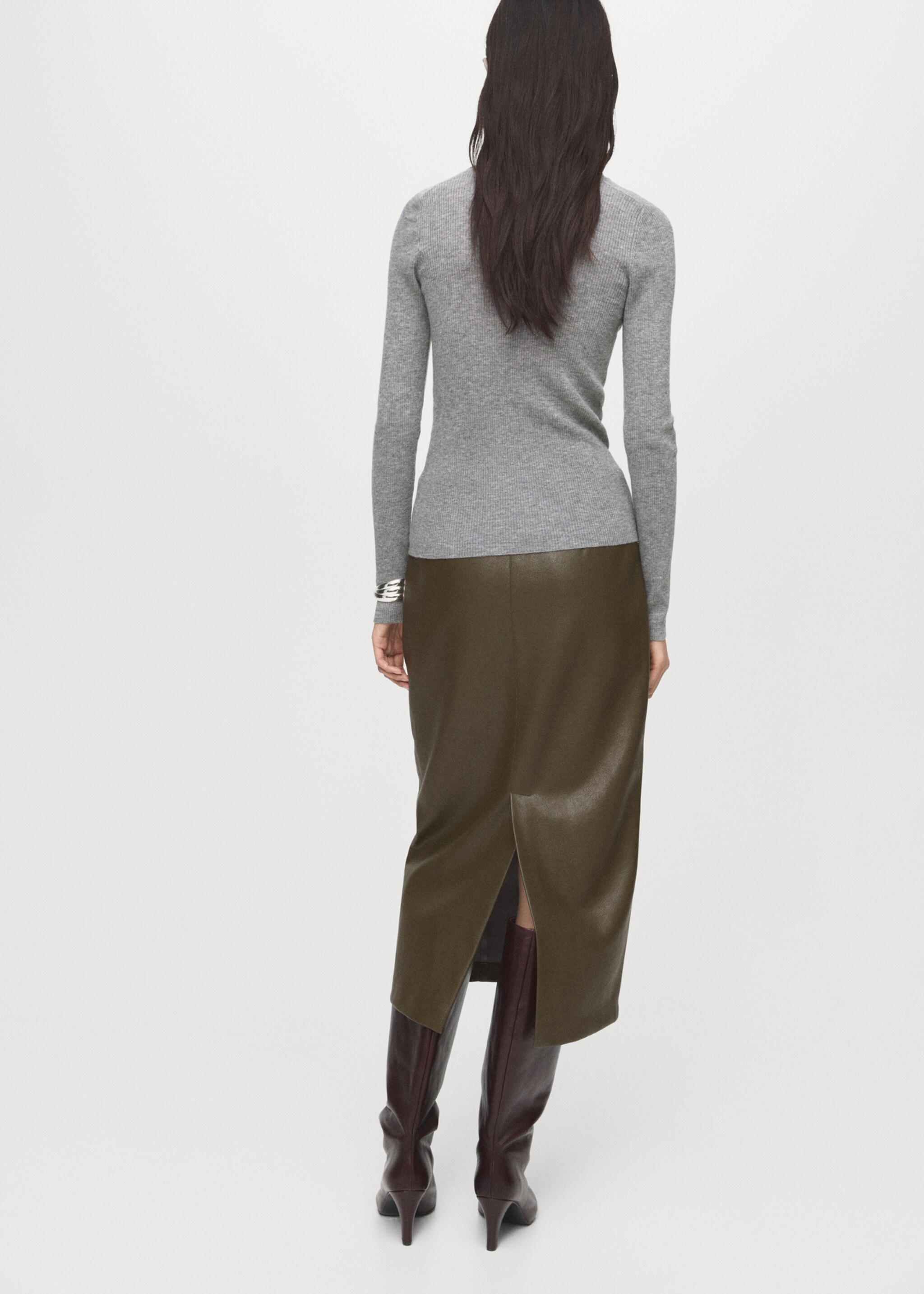 Turtleneck wool sweater - Reverse of the article, Light Heather Grey. Ref: 17095148-00.