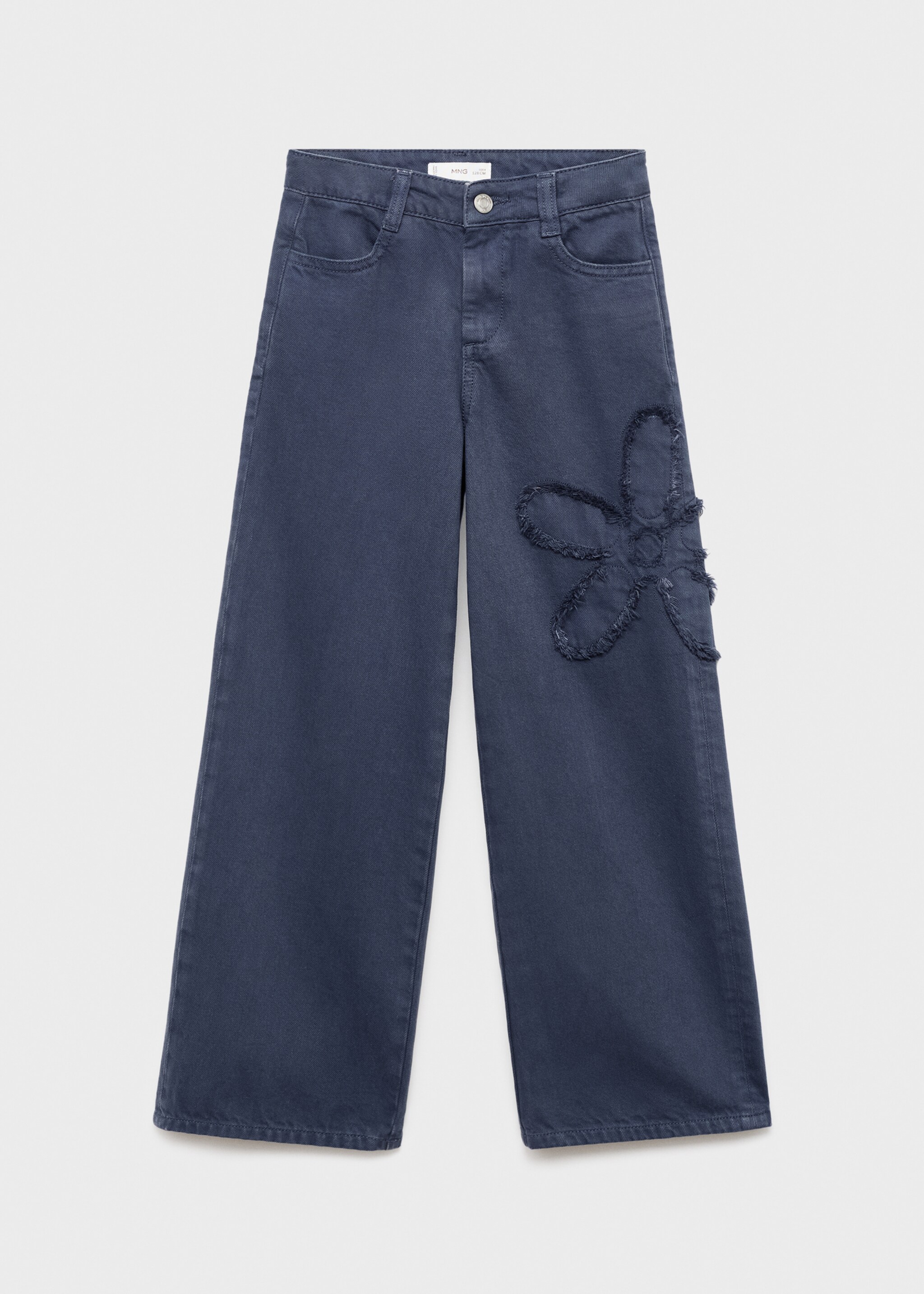 Flower-embroidered wide leg jeans - Article without model, Blue. Ref: 17095151-00.