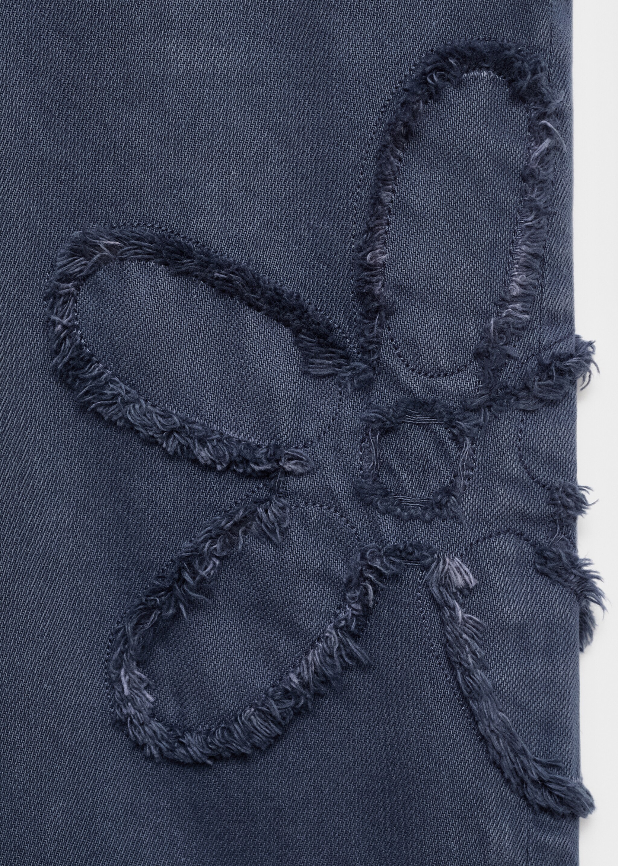 Flower-embroidered wide leg jeans - Details of the article 0, Blue. Ref: 17095151-00.