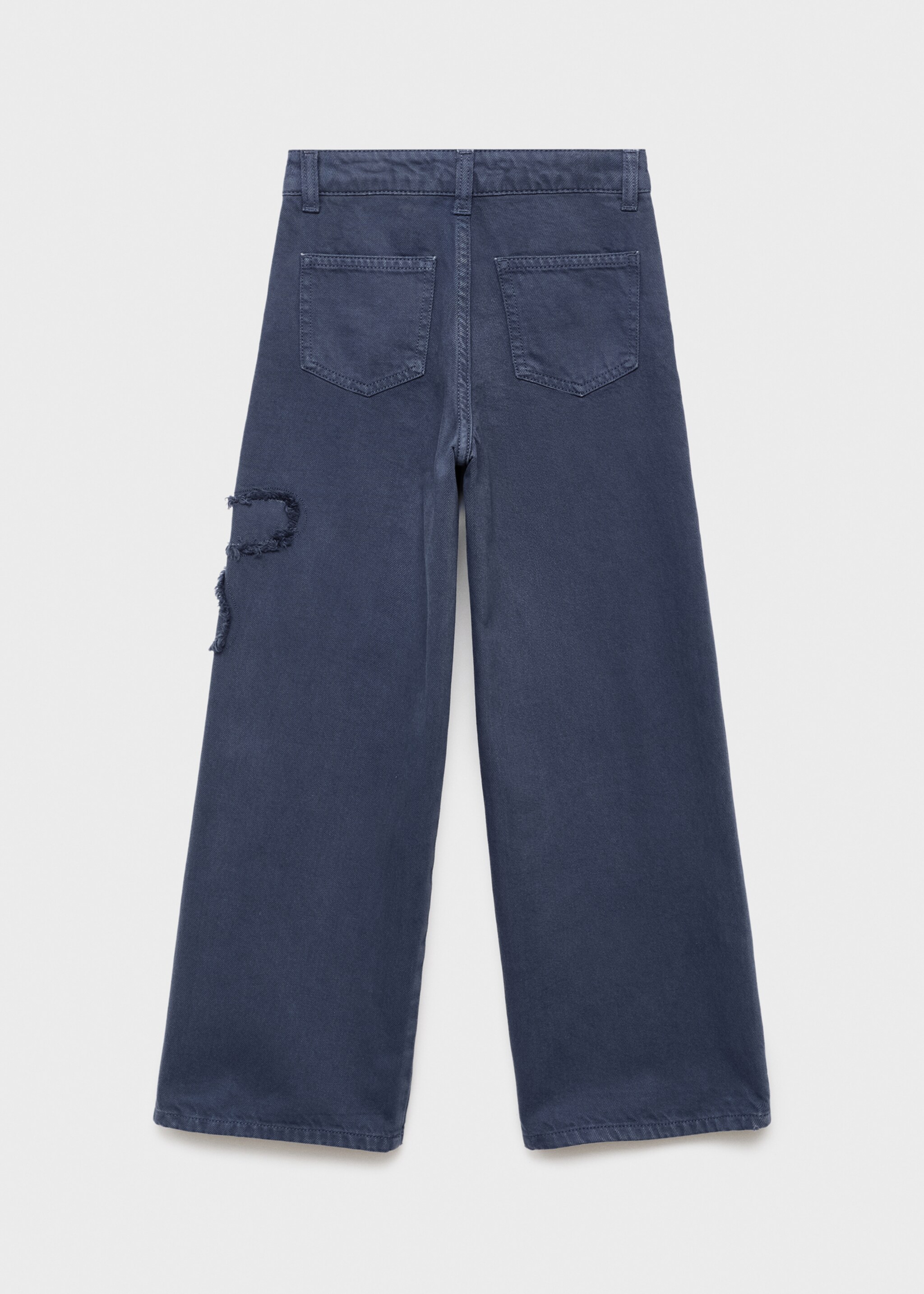 Flower-embroidered wide leg jeans - Reverse of the article, Blue. Ref: 17095151-00.