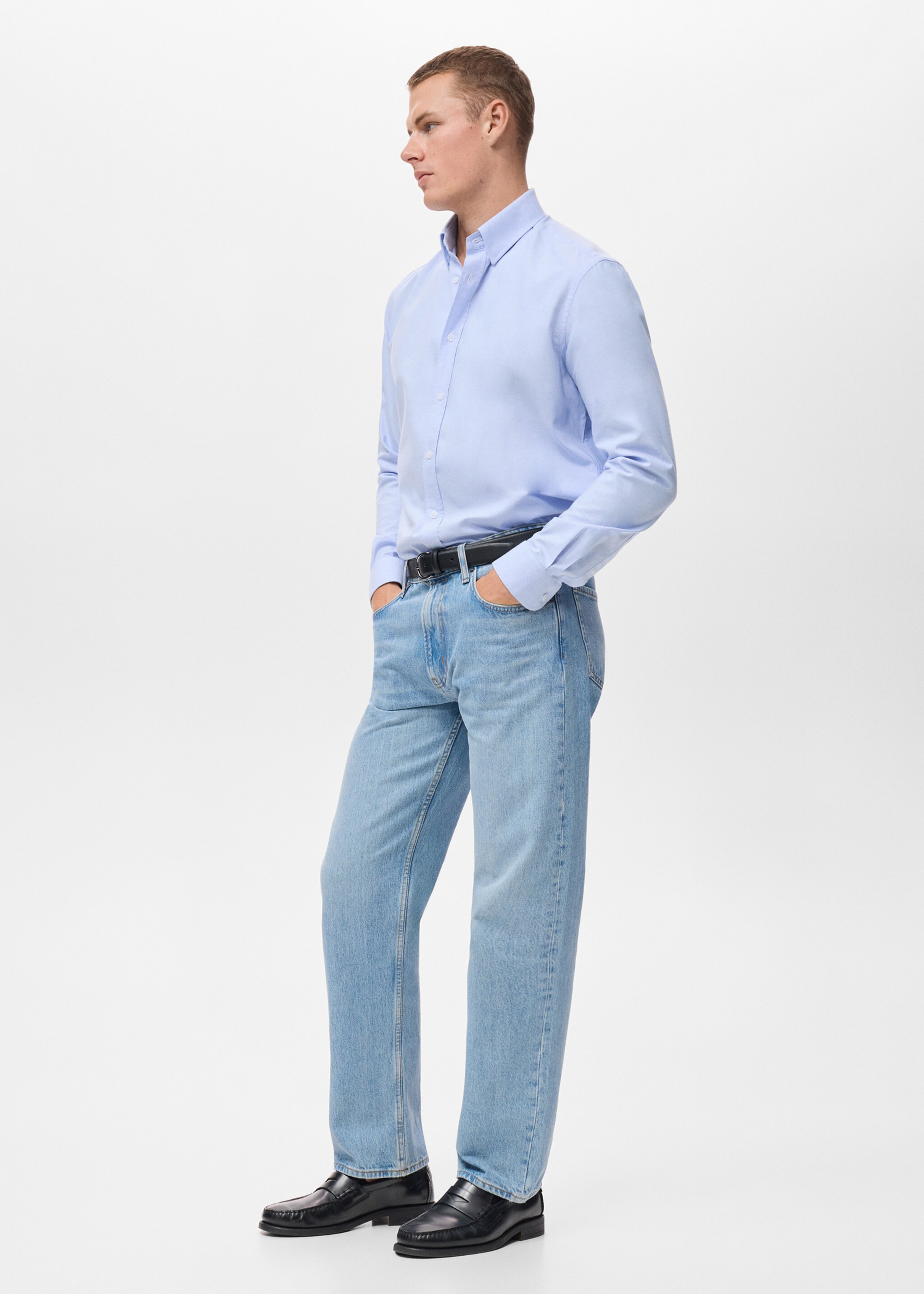 Camisa 100% cotó Òxford - Detall de l'article 2, Blau cel. Ref: 17095156-00.