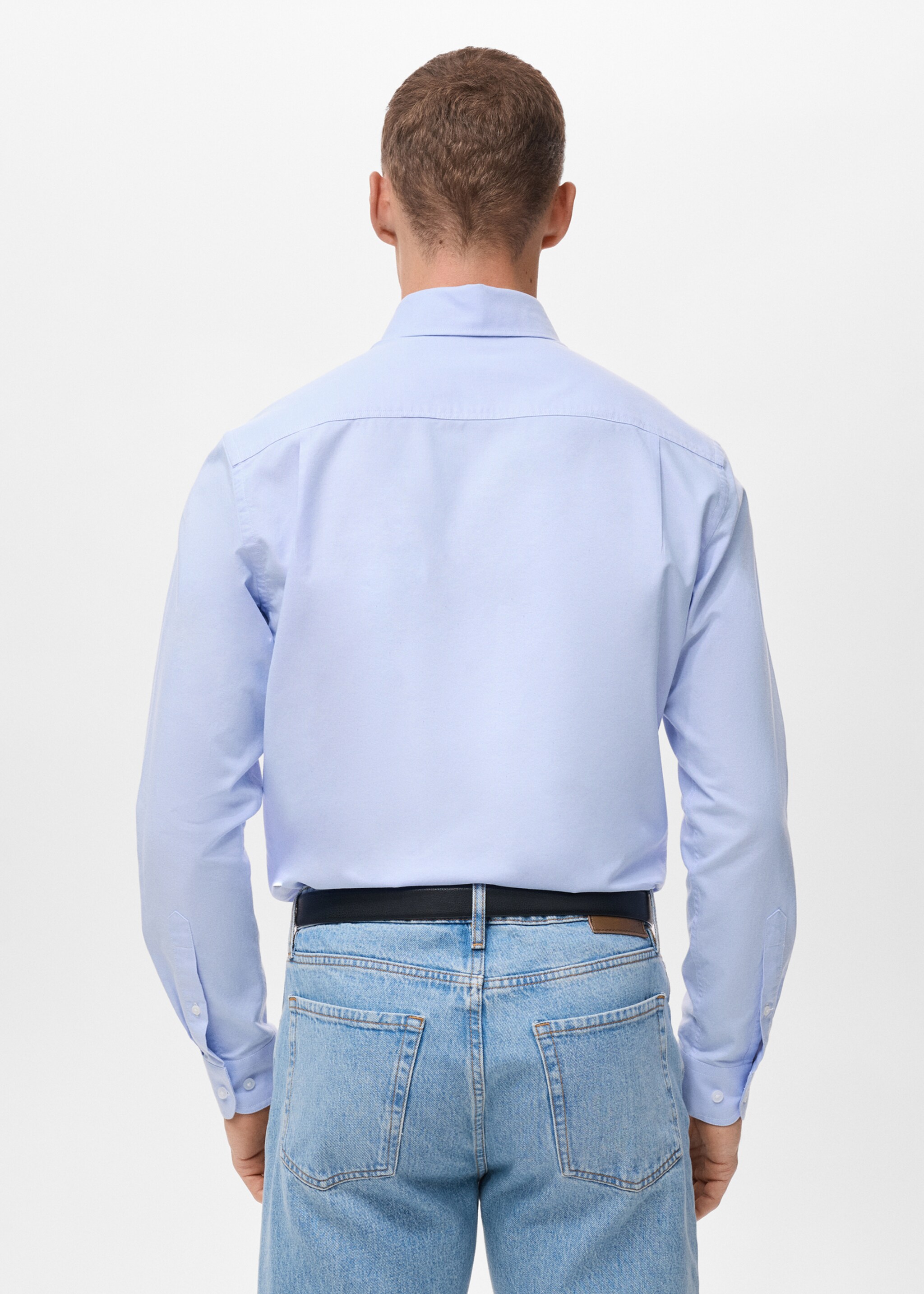 Camisa 100% cotó Òxford - Revers de l'article, Blau cel. Ref: 17095156-00.