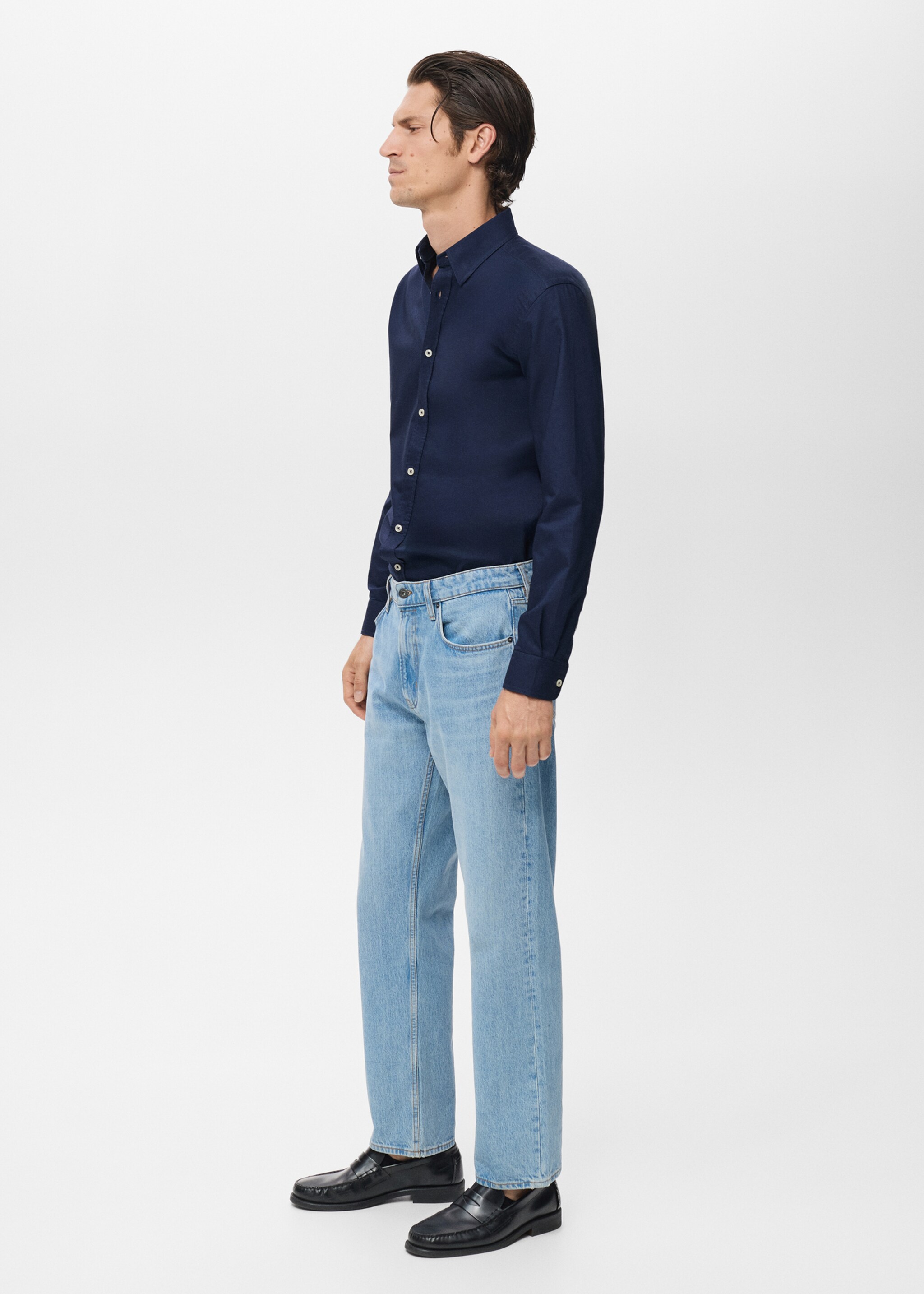 Camisa 100% cotó Òxford - Detall de l'article 1, Blau marí fosc. Ref: 17095156-00.