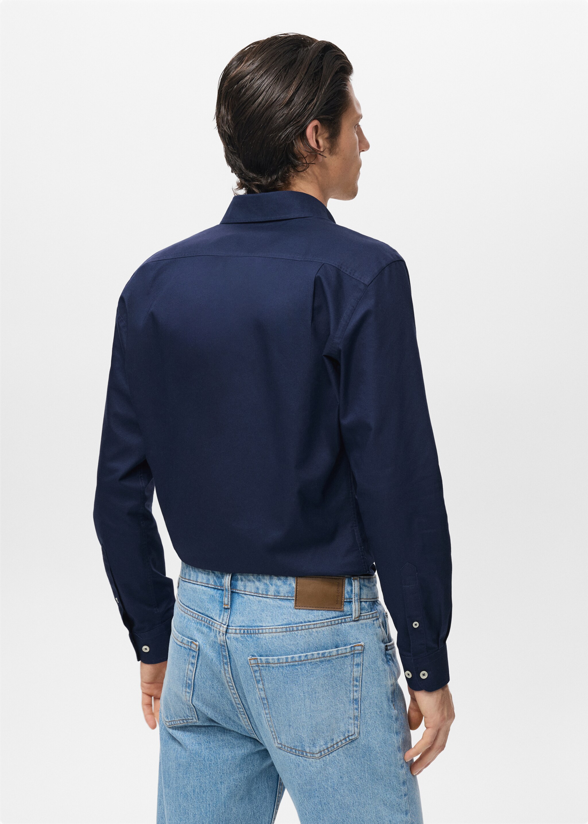 Camisa 100% cotó Òxford - Revers de l'article, Blau marí fosc. Ref: 17095156-00.