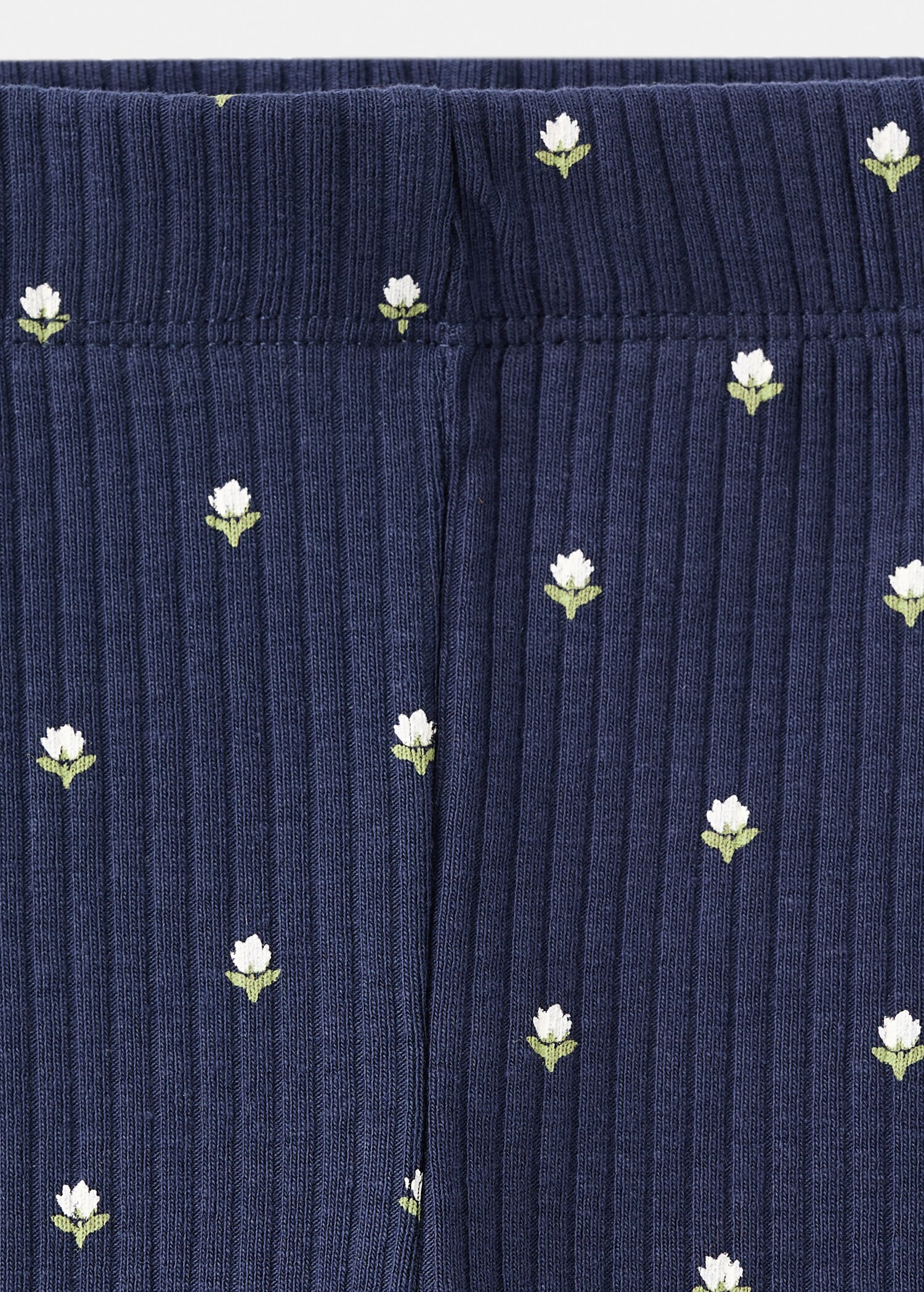 Ribbed leggings with flowers - Details of the article 0