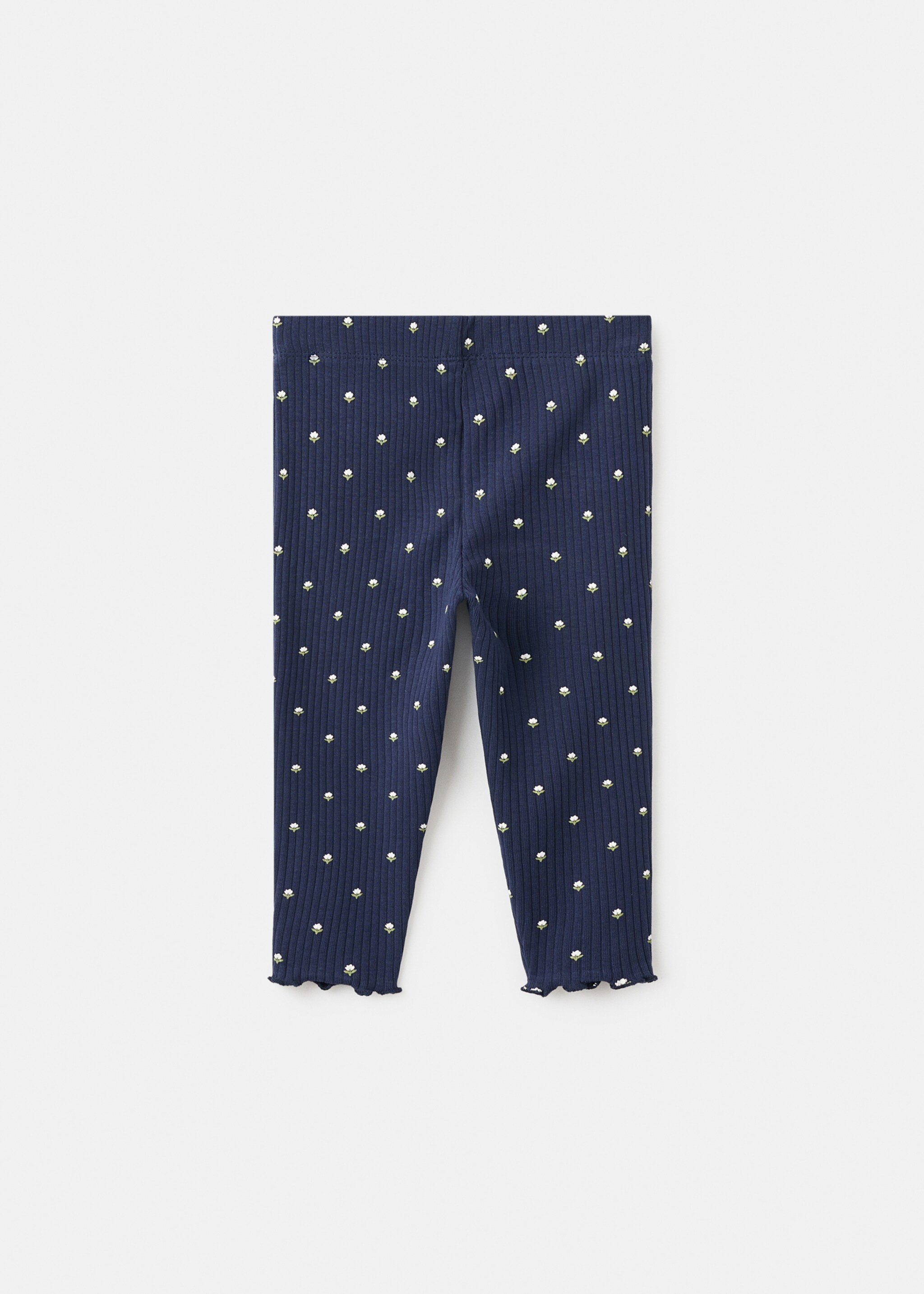 Ribbed leggings with flowers - Reverse of the article, Navy. Ref: 17095157-00.