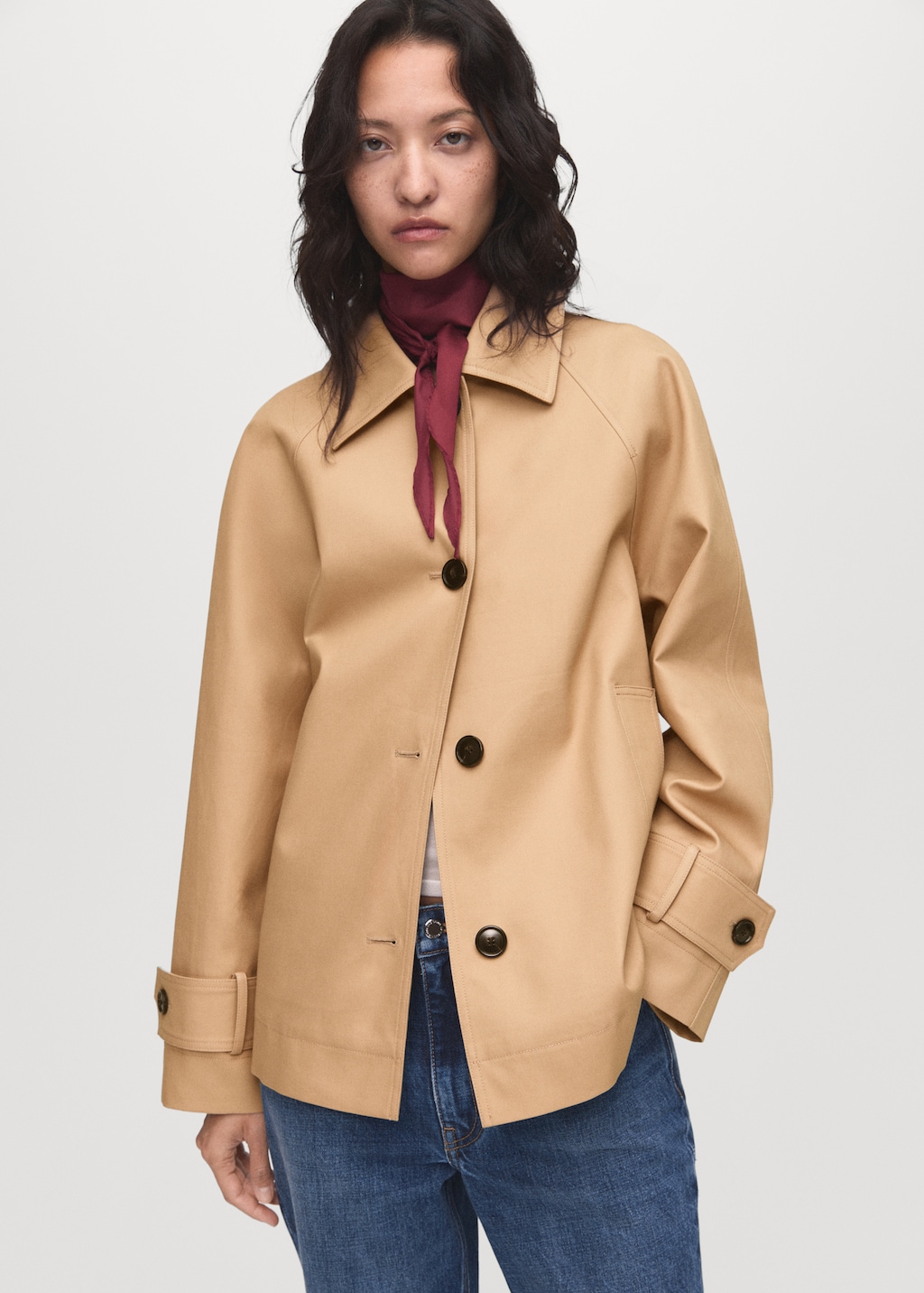 Oversized barn jacket with epaulettes