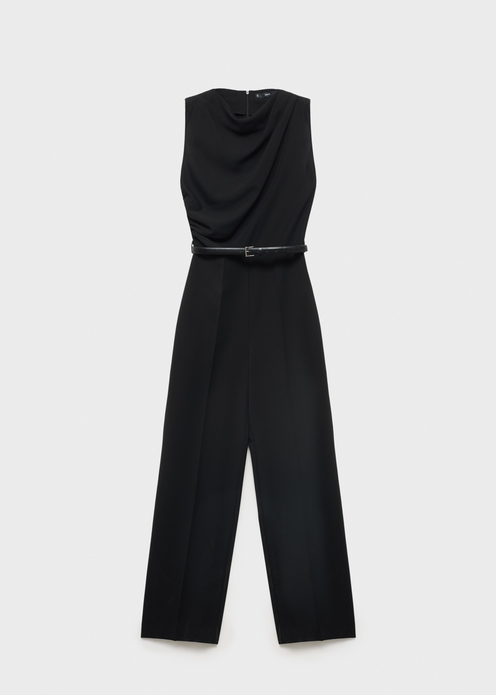 Long jumpsuit with draped neck and belt - Article without model