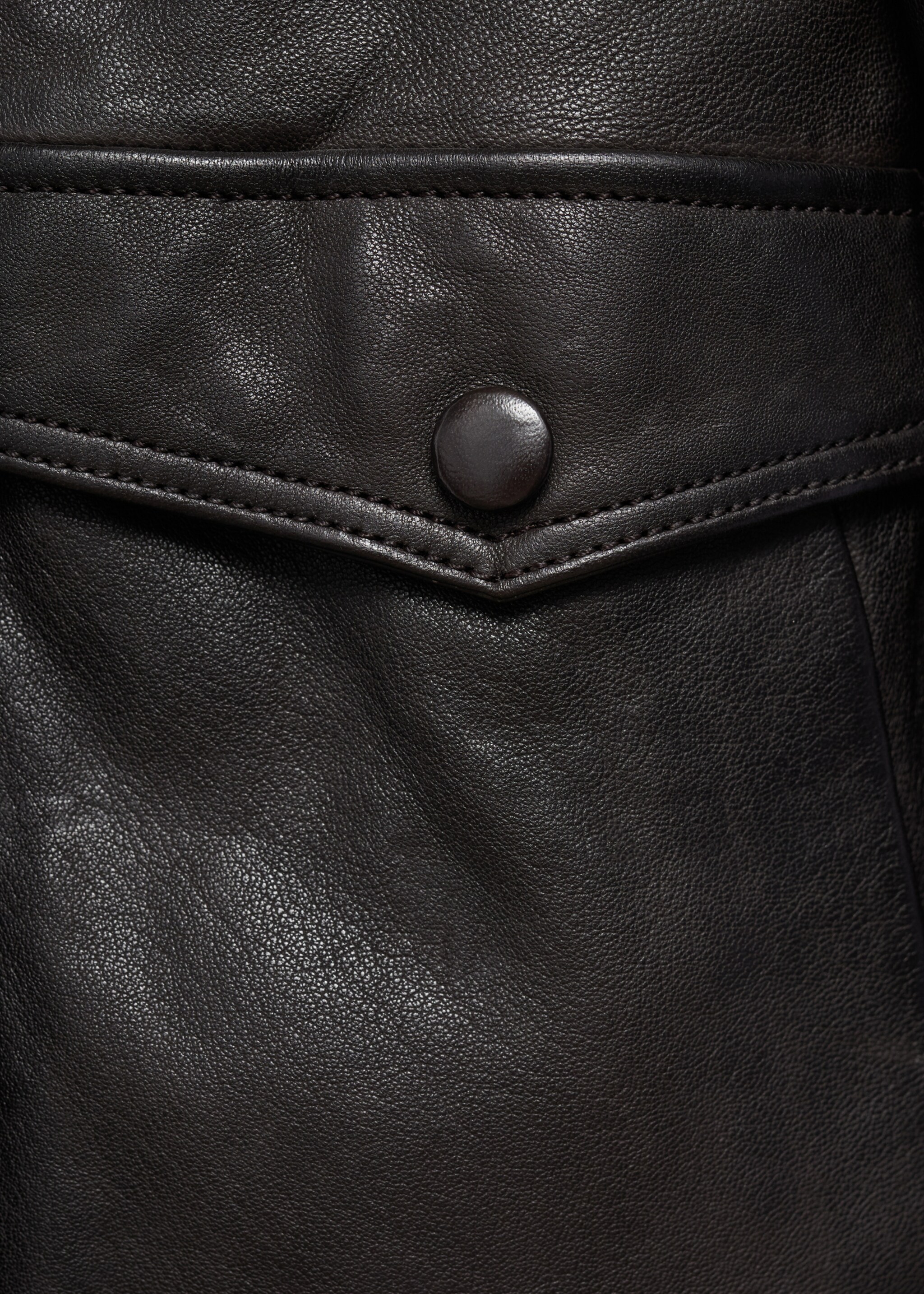 High collar leather jacket - Details of the article 0, Brown. Ref: 17095786-00.