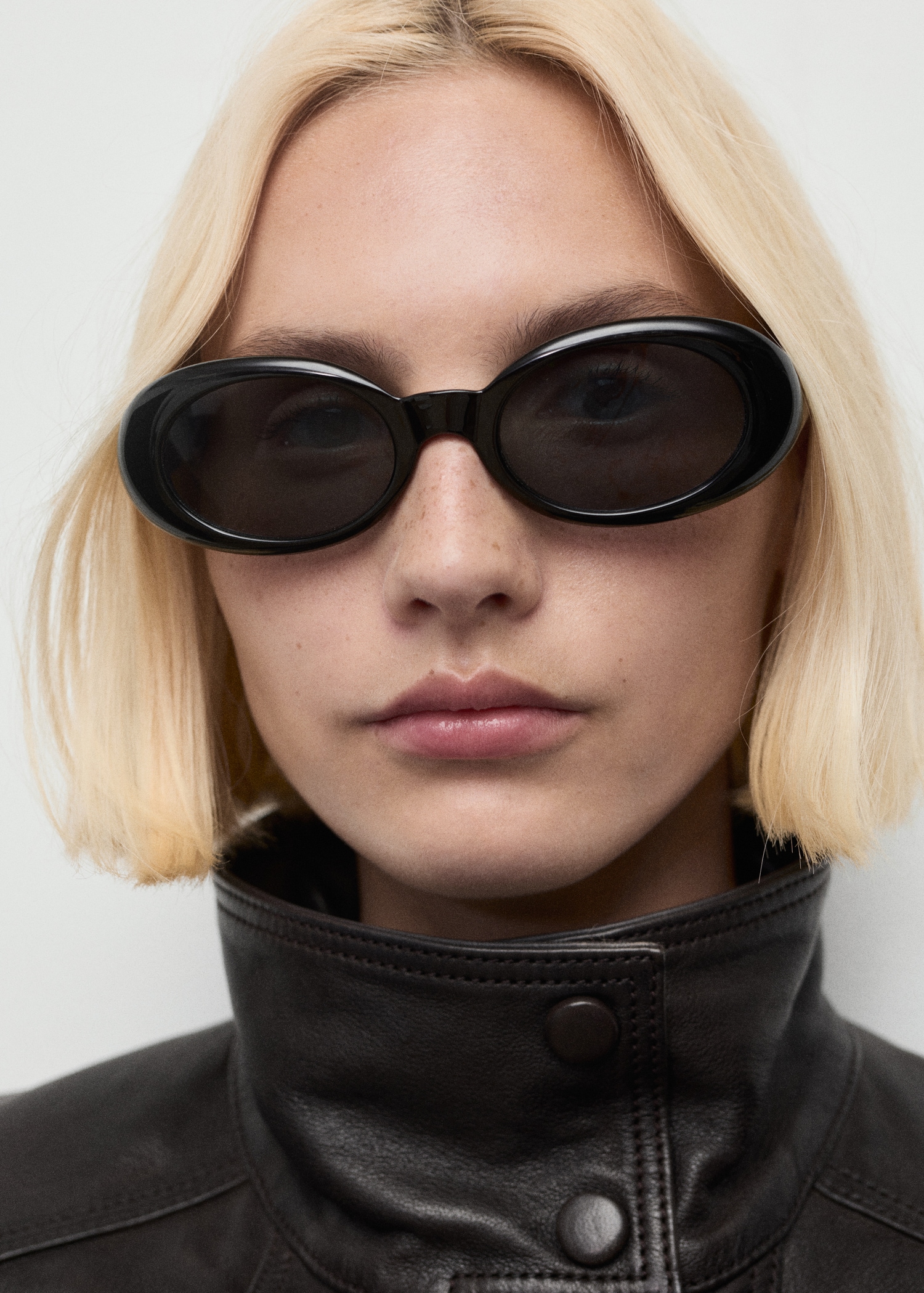 High-neck leather jacket Women MANGO Saudi Arabia