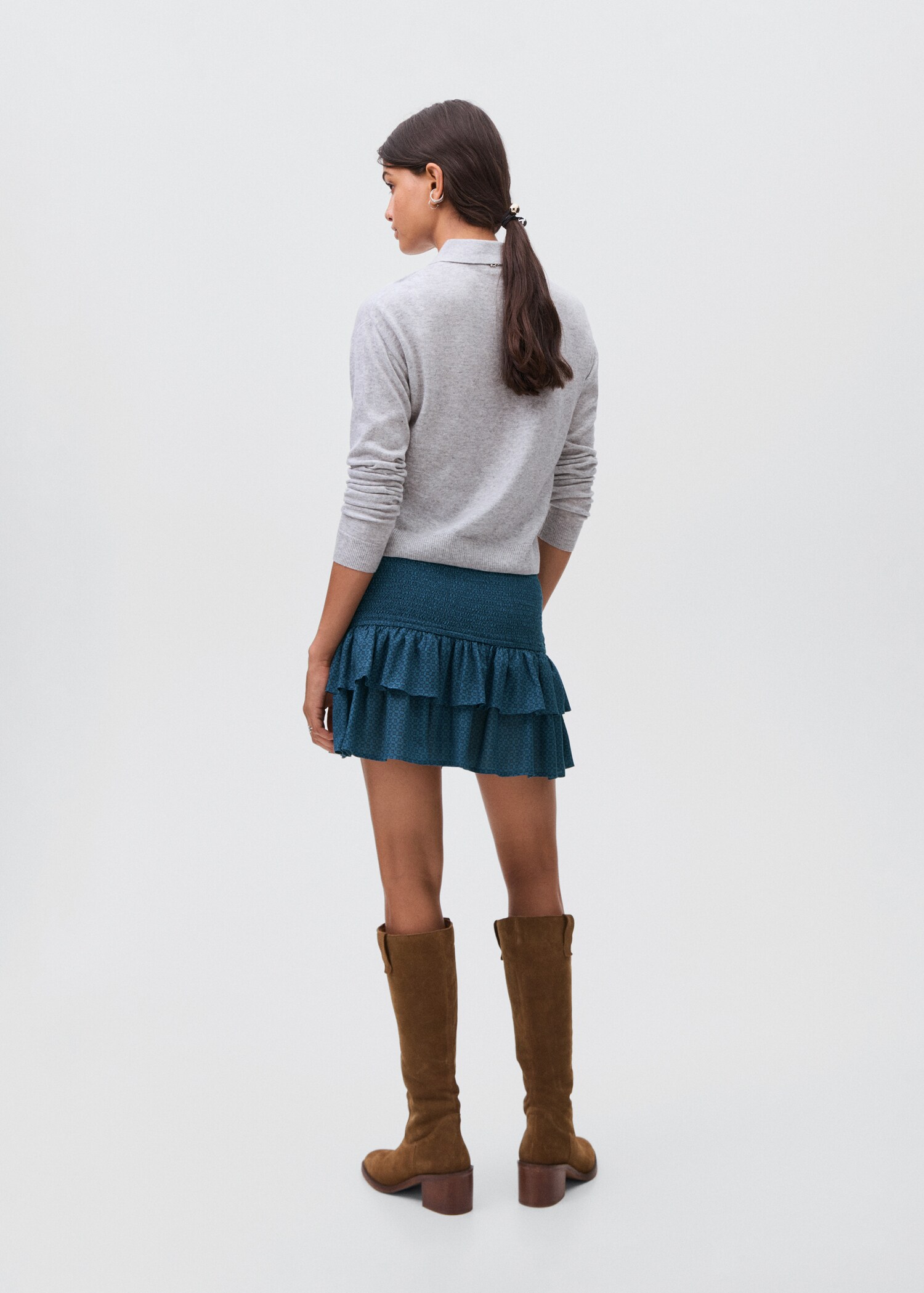 Gathered skirt with ruffles - Reverse of the article