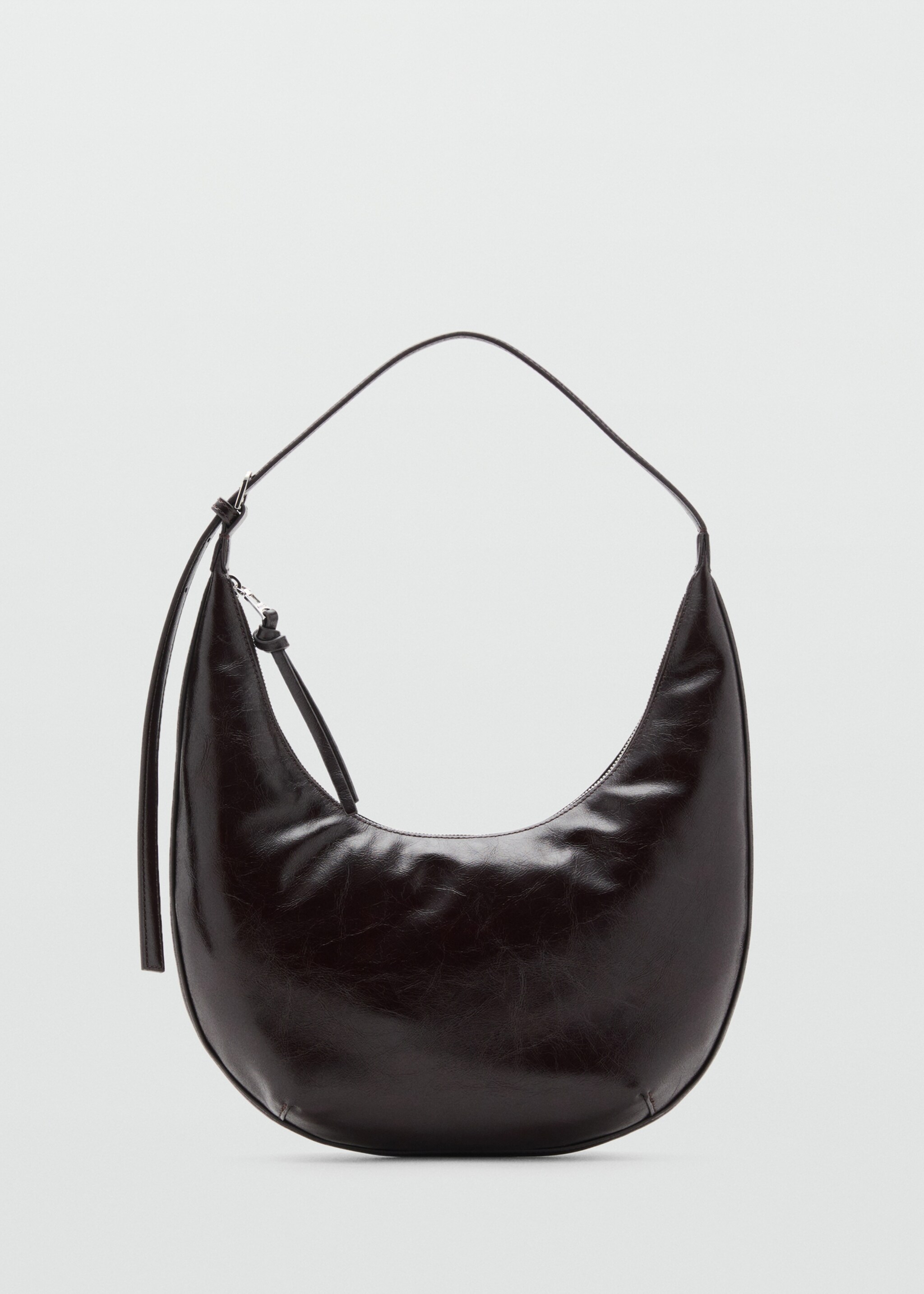 Medium oval bag with a pebbled effect - Article without model, Chocolate. Ref: 17095792-00.