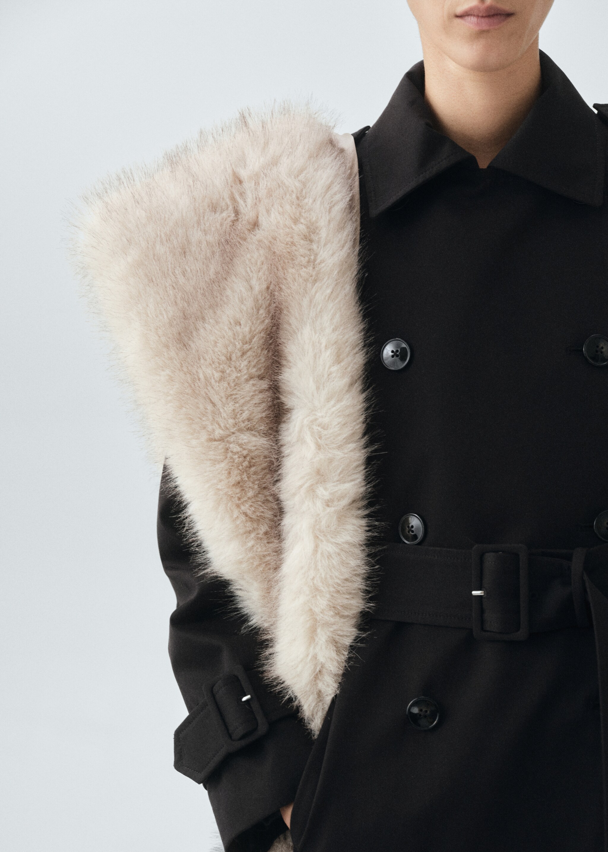 Classic 100% cotton trench coat - Details of the article 6, Black. Ref: 17095794-00.