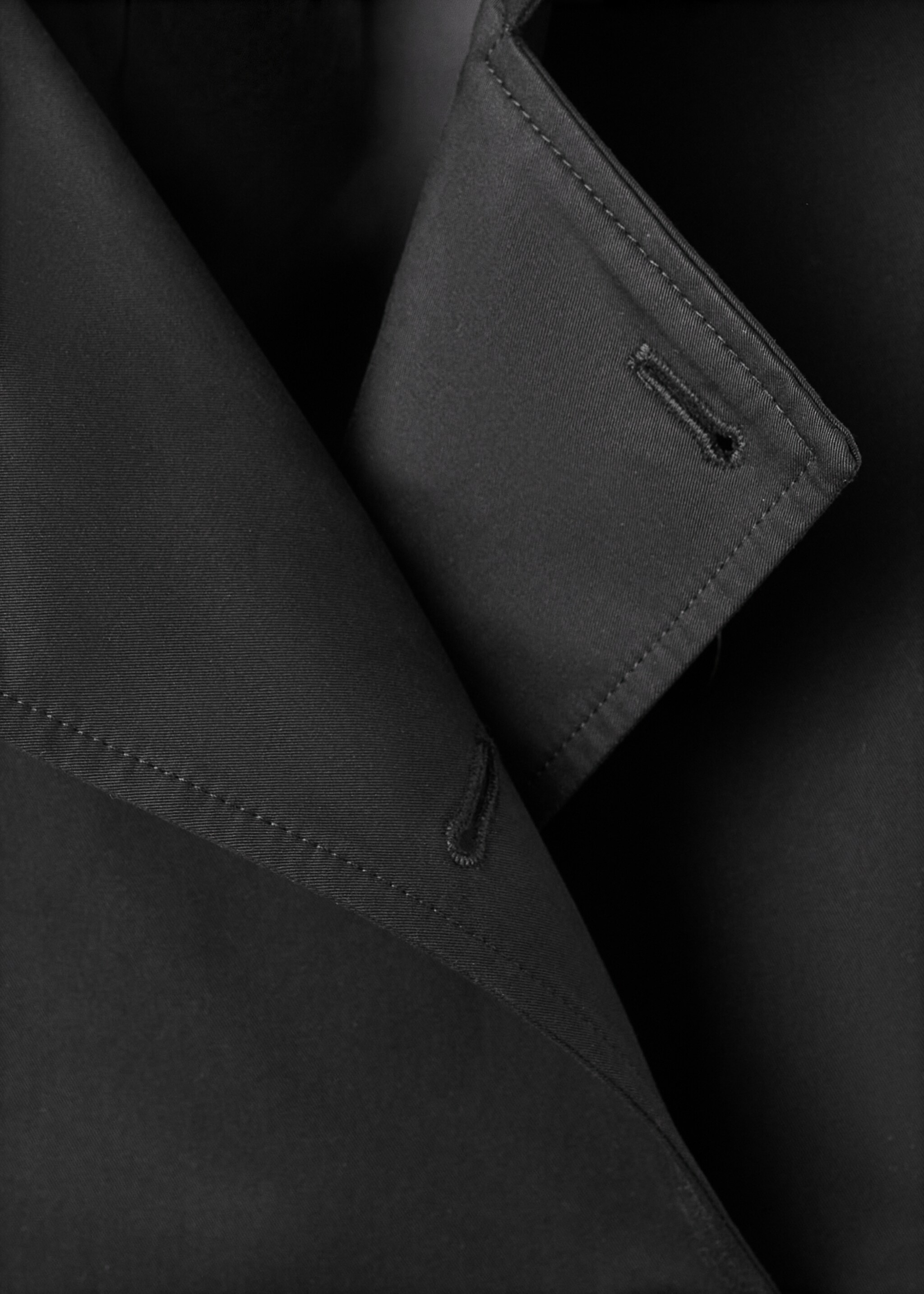 Classic 100% cotton trench coat - Details of the article 8, Black. Ref: 17095794-00.